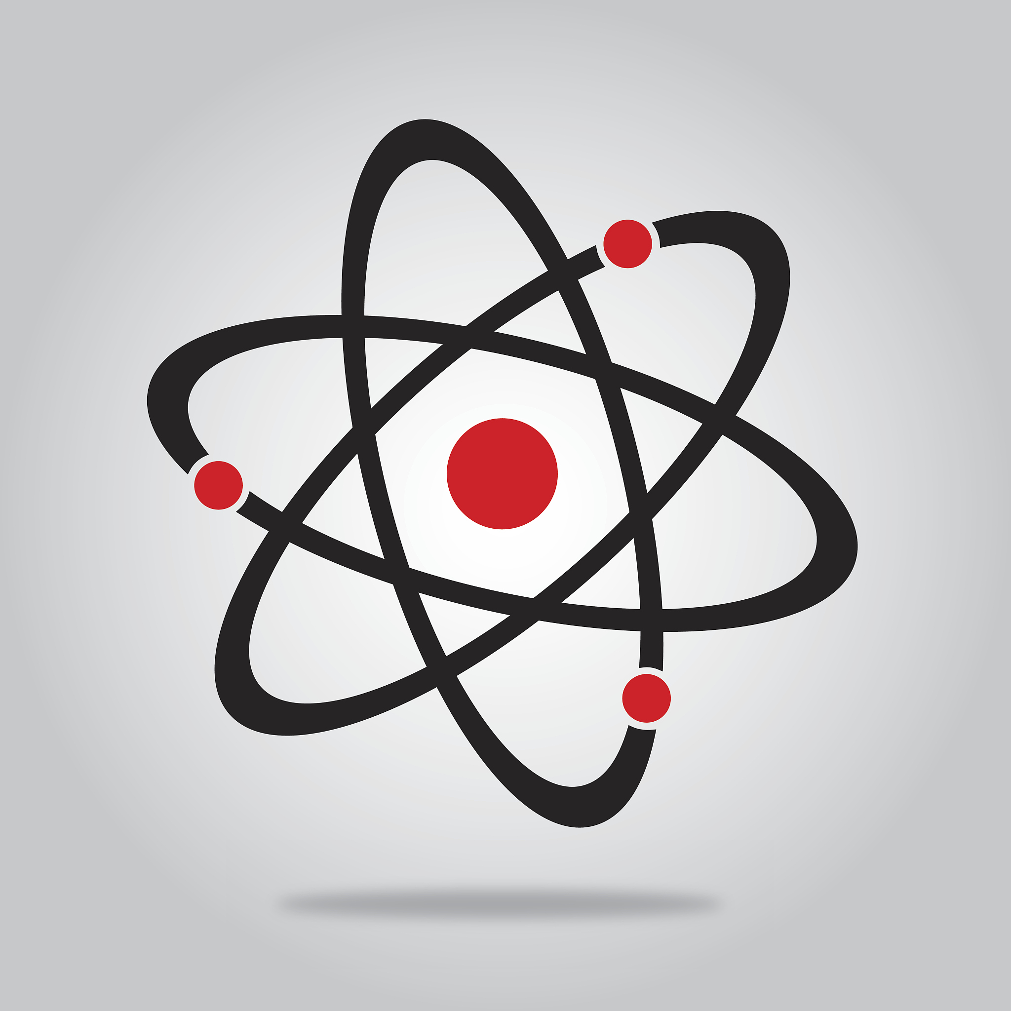 black and red atom