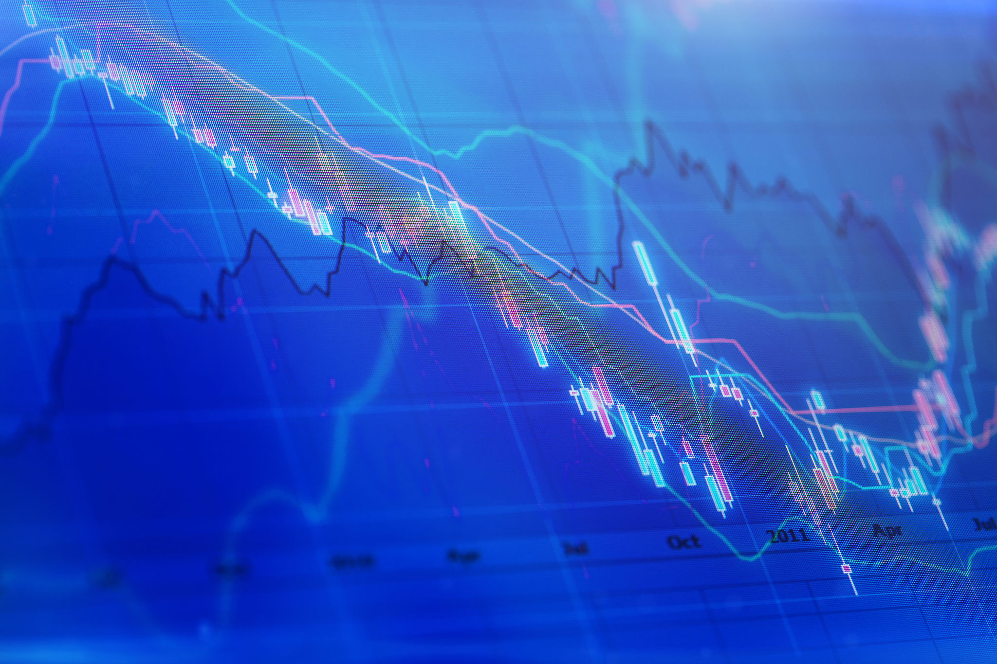 financial charts at digital display