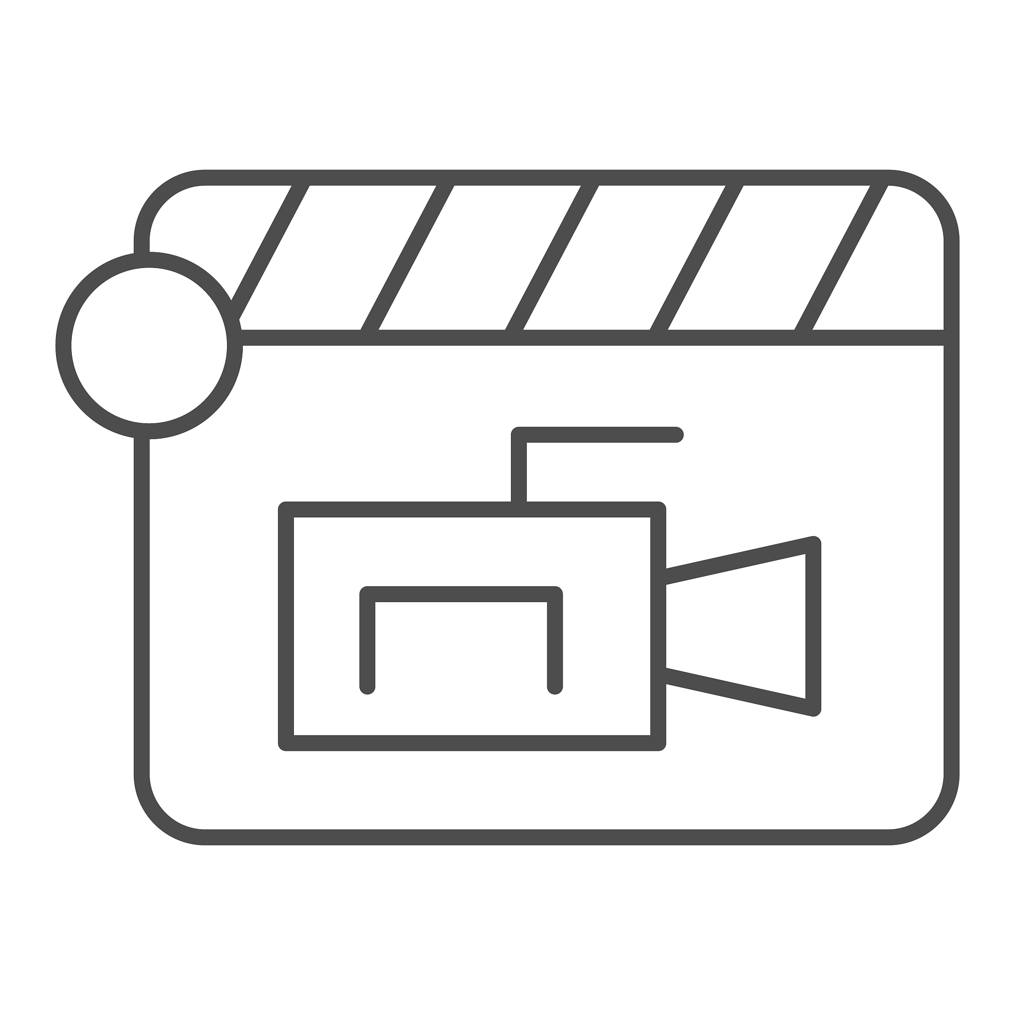 videocamera play and solid line icon. film production movie stri