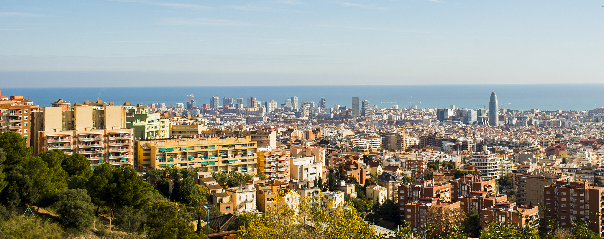 panorama of barcelona from park guell
