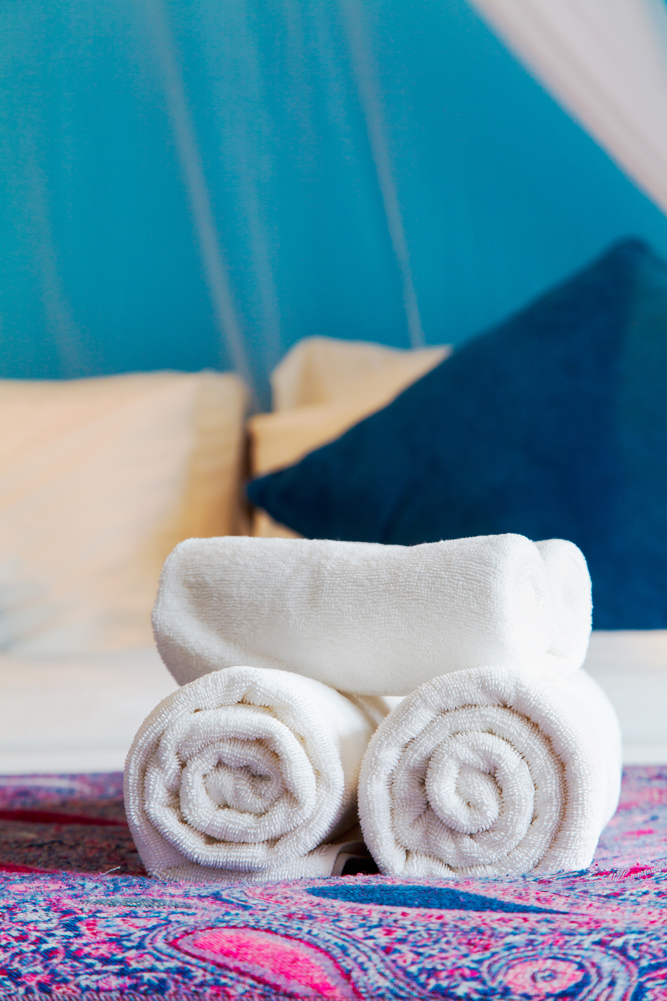 bath towel in hotel room