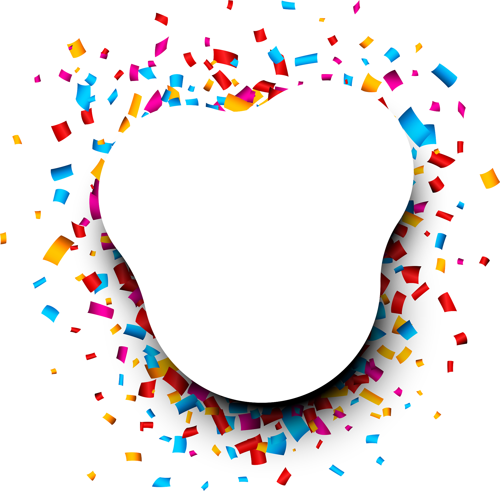 rounded background with colorful confetti.