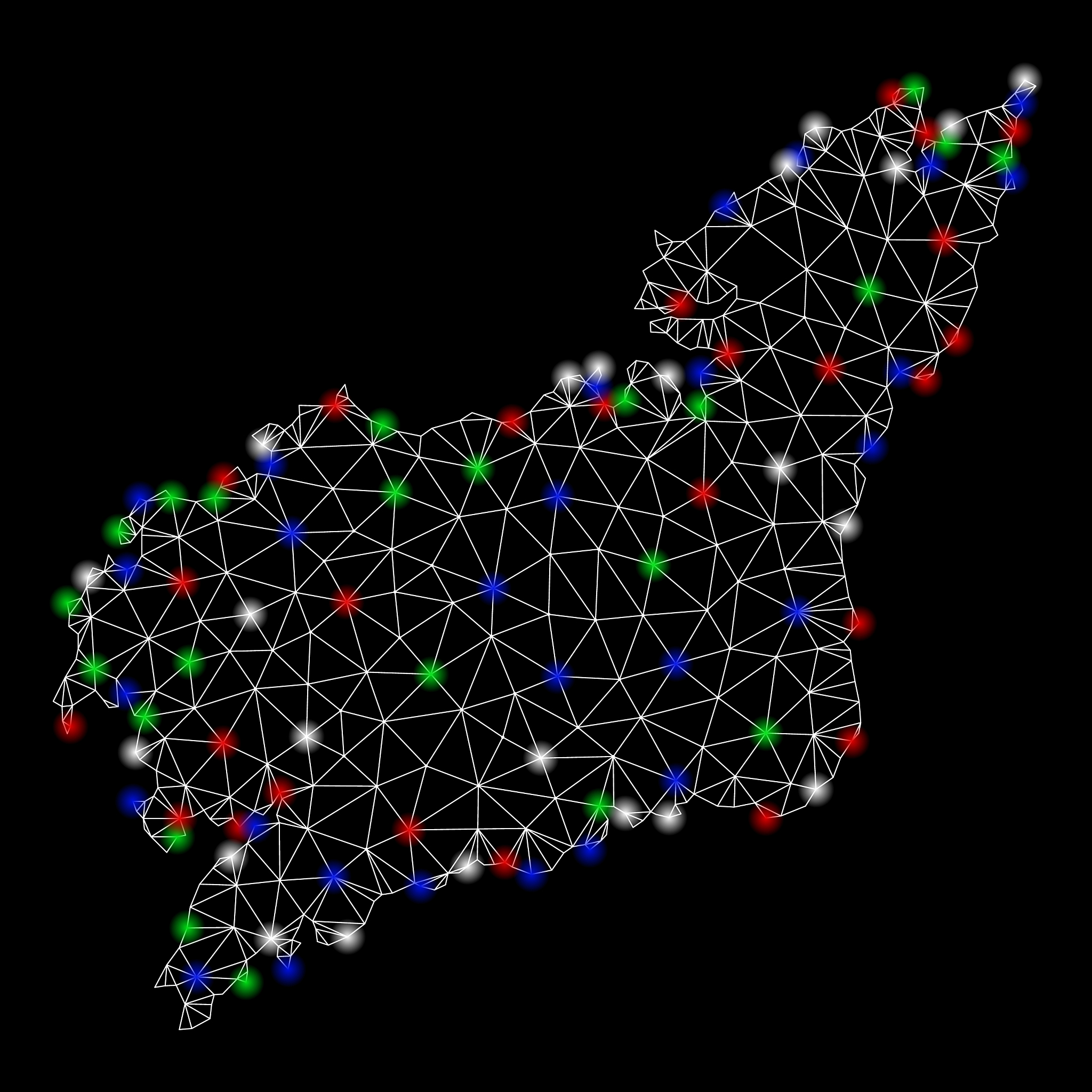 bright mesh wire frame la coruna province map with