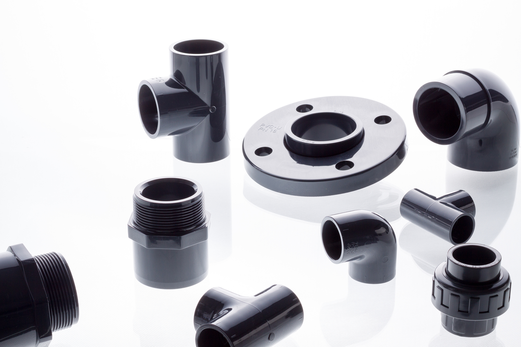 the pvc - u coupling fittings is isolated on white background.