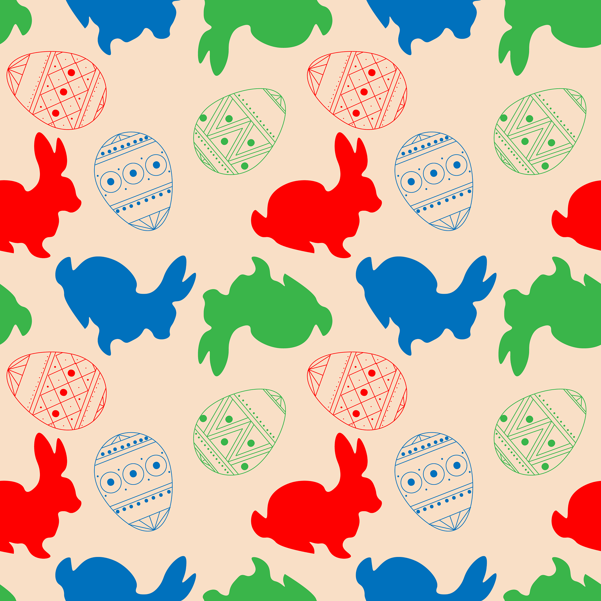 seamless pattern with rabbits and colorful