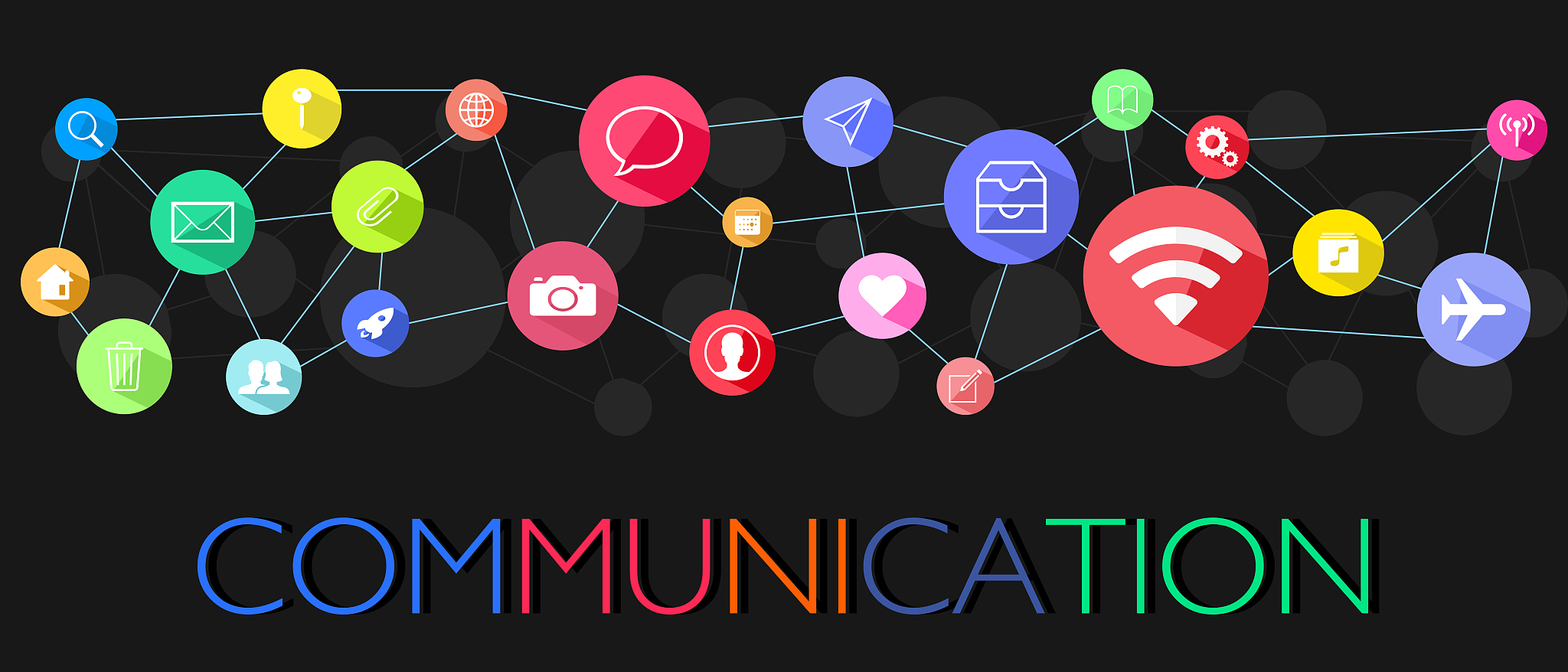 colorful interactive communication internet network vector on bl