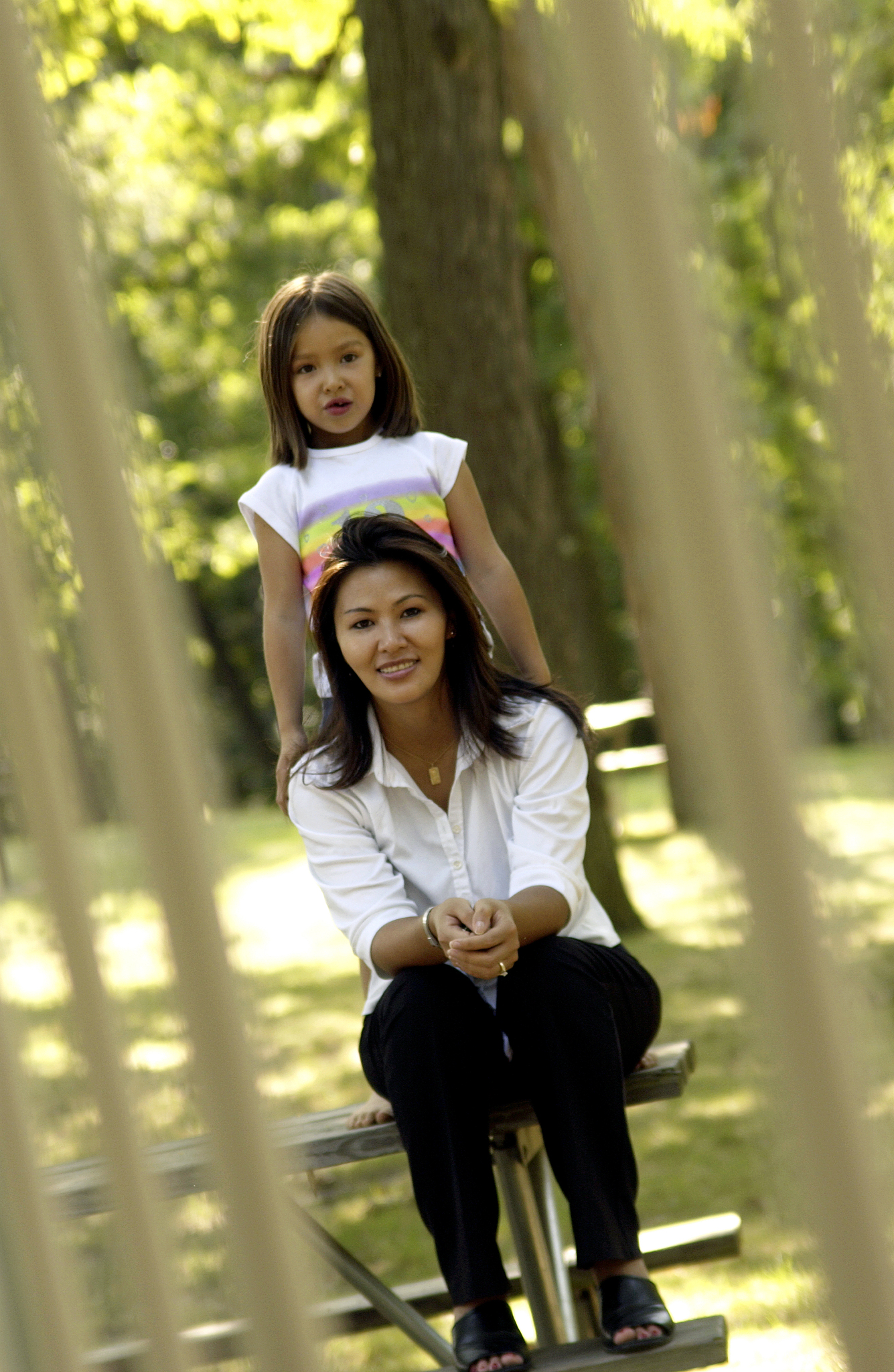 mother and daughter in park