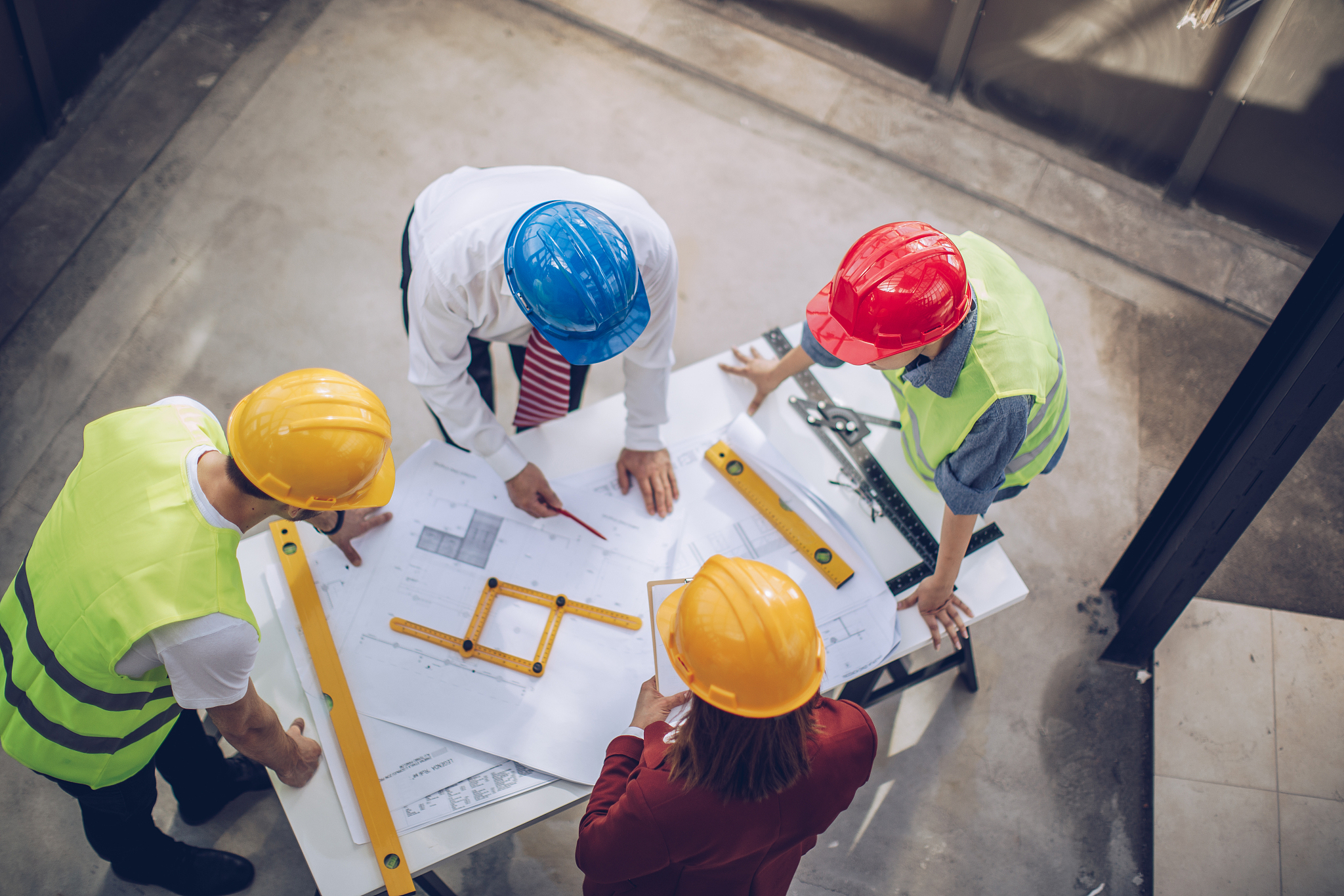 examining construction plan