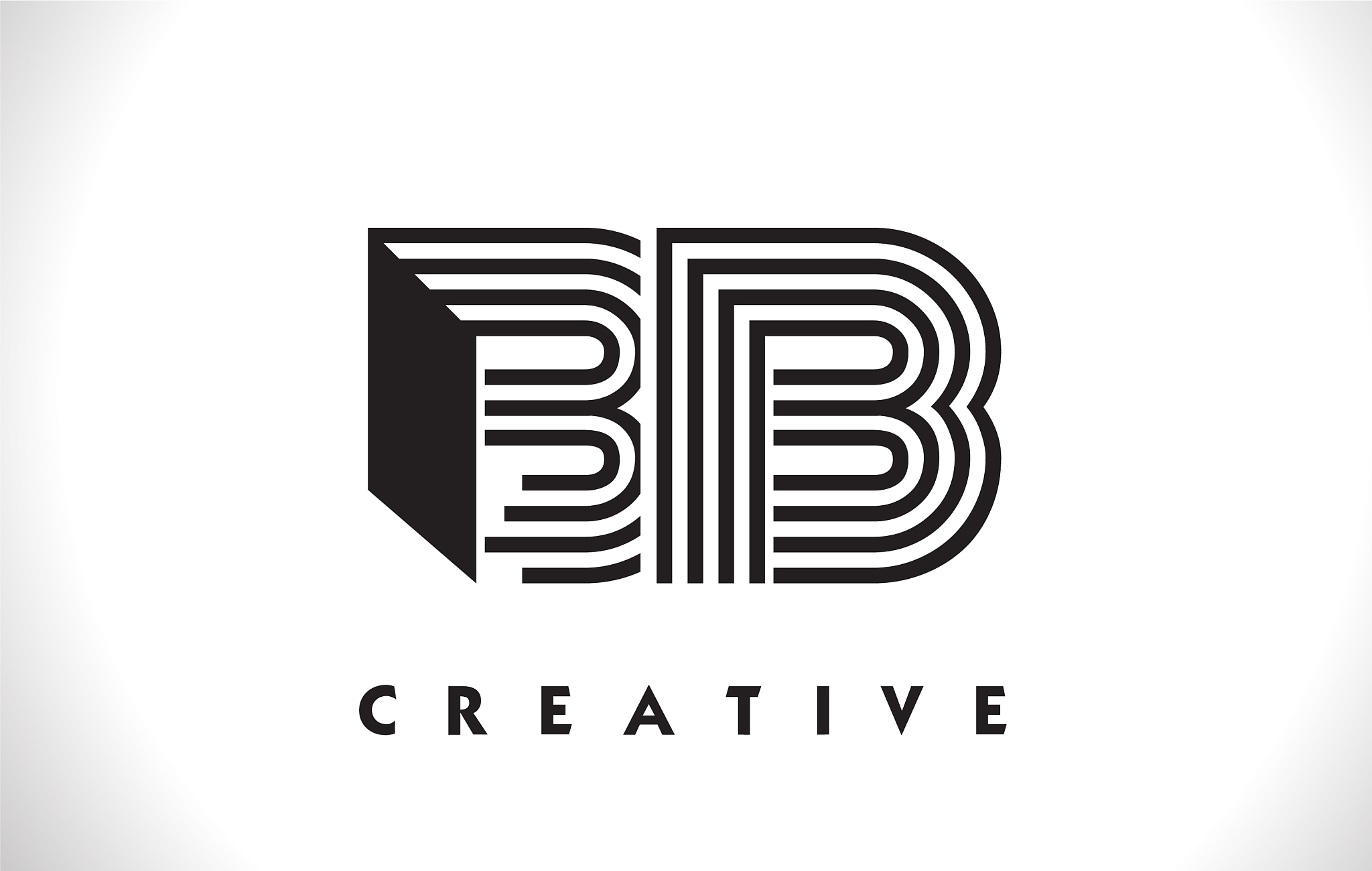 bb logo letter with black lines design line letter
