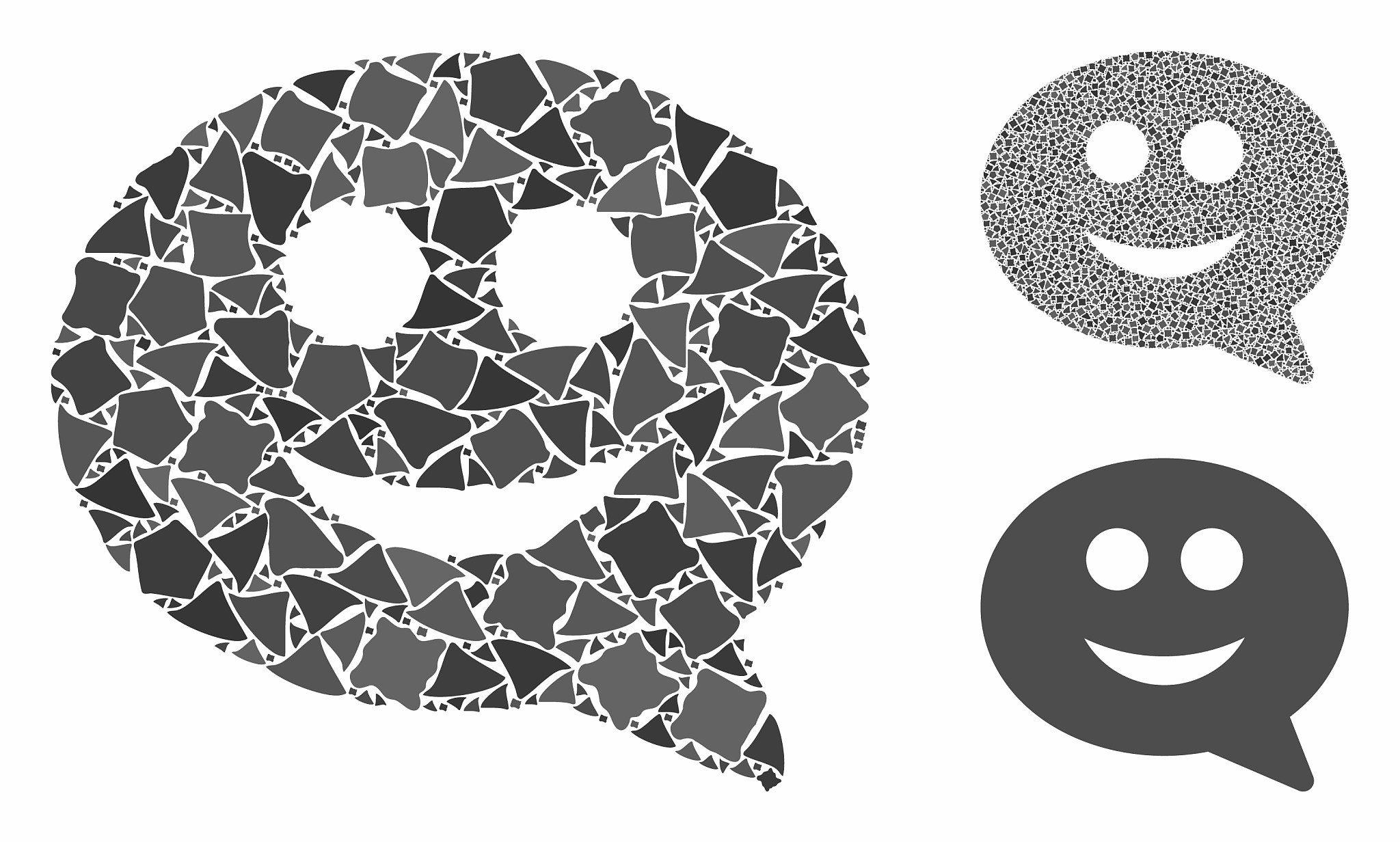 happy chat message mosaic icon irregular pieces