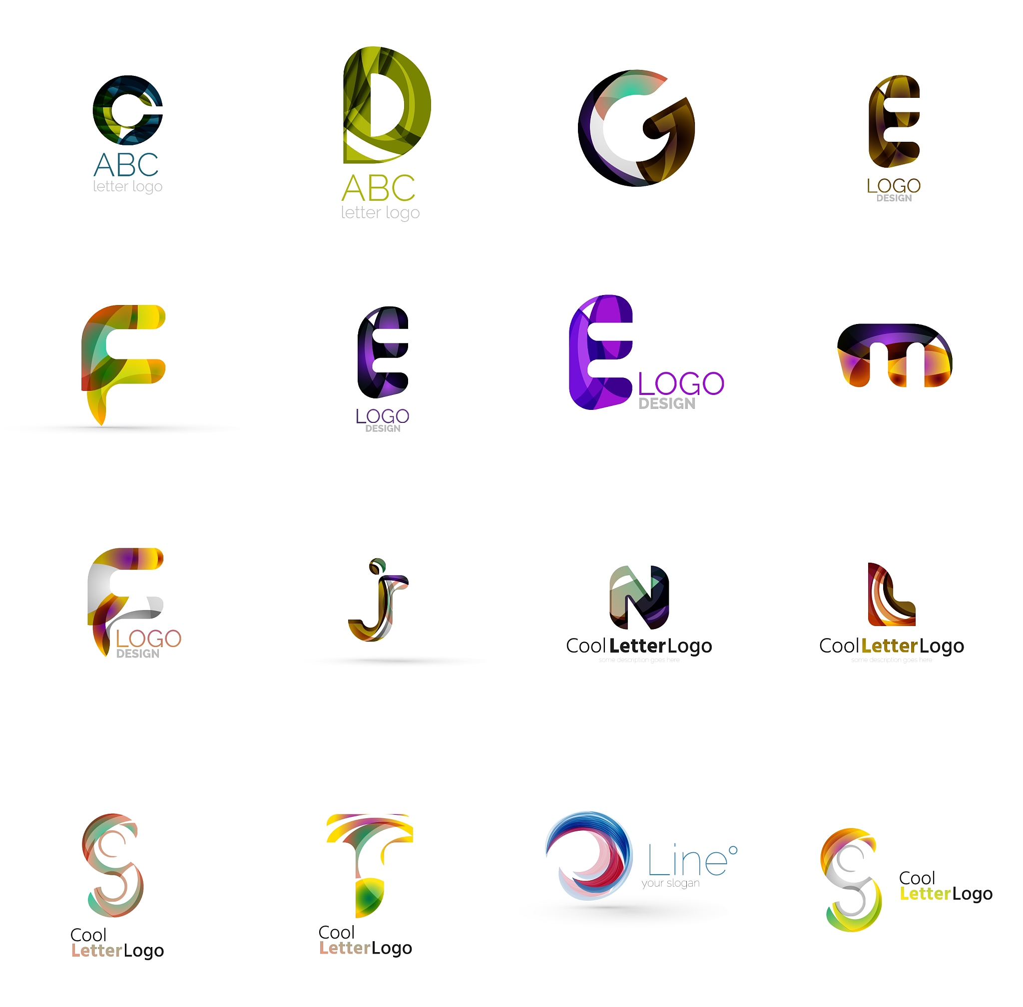 set of universal company logo ideas business icon