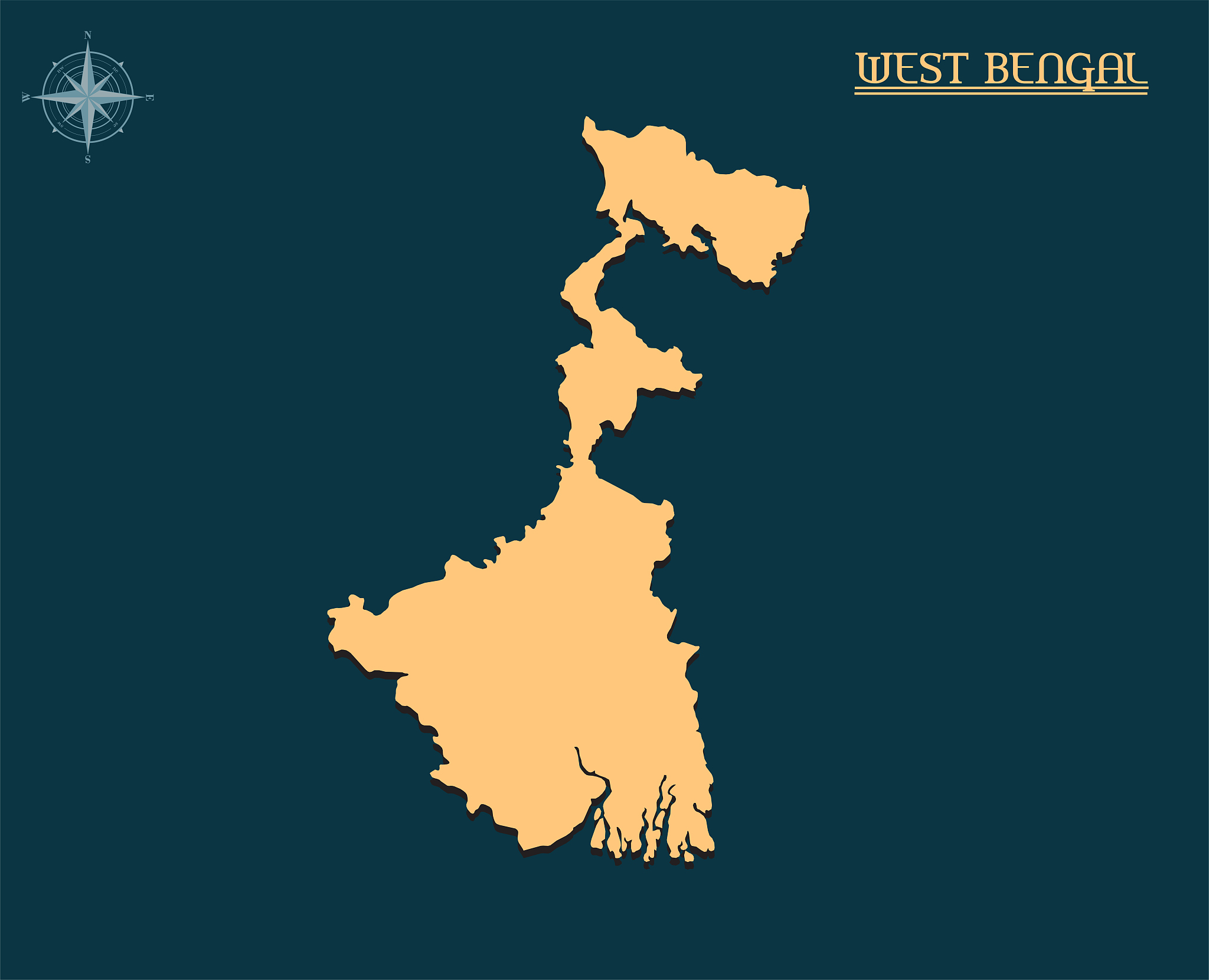 modern map of west bengal , india state map west bengal , indian