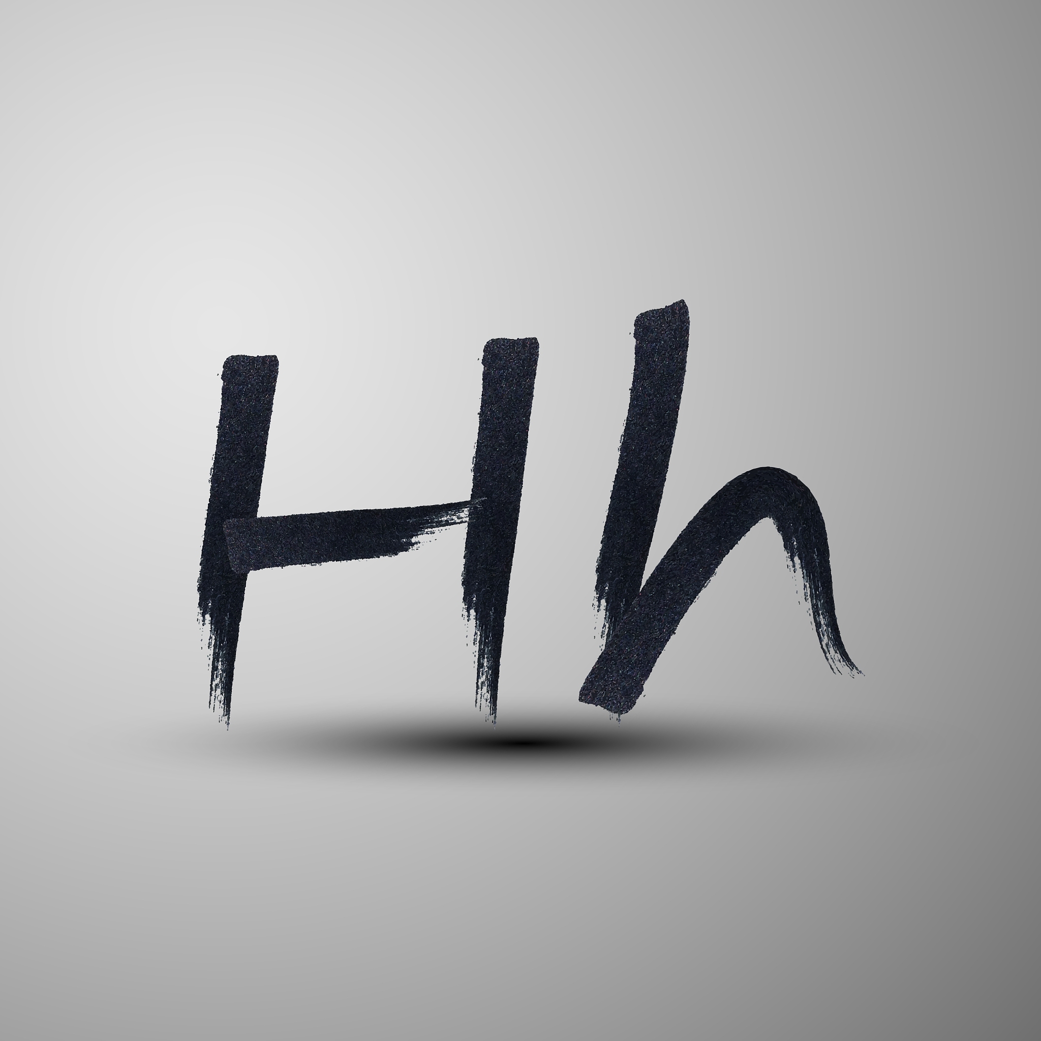 calligraphic hand-drawn marker or ink letter h