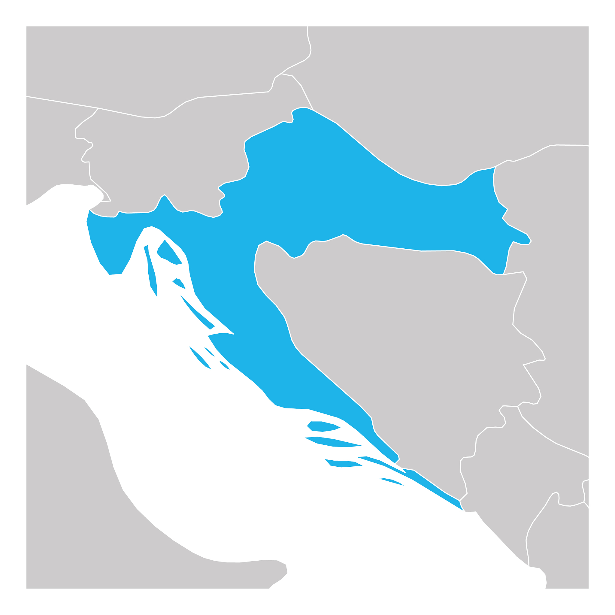map croatia green highlighted with neighbor