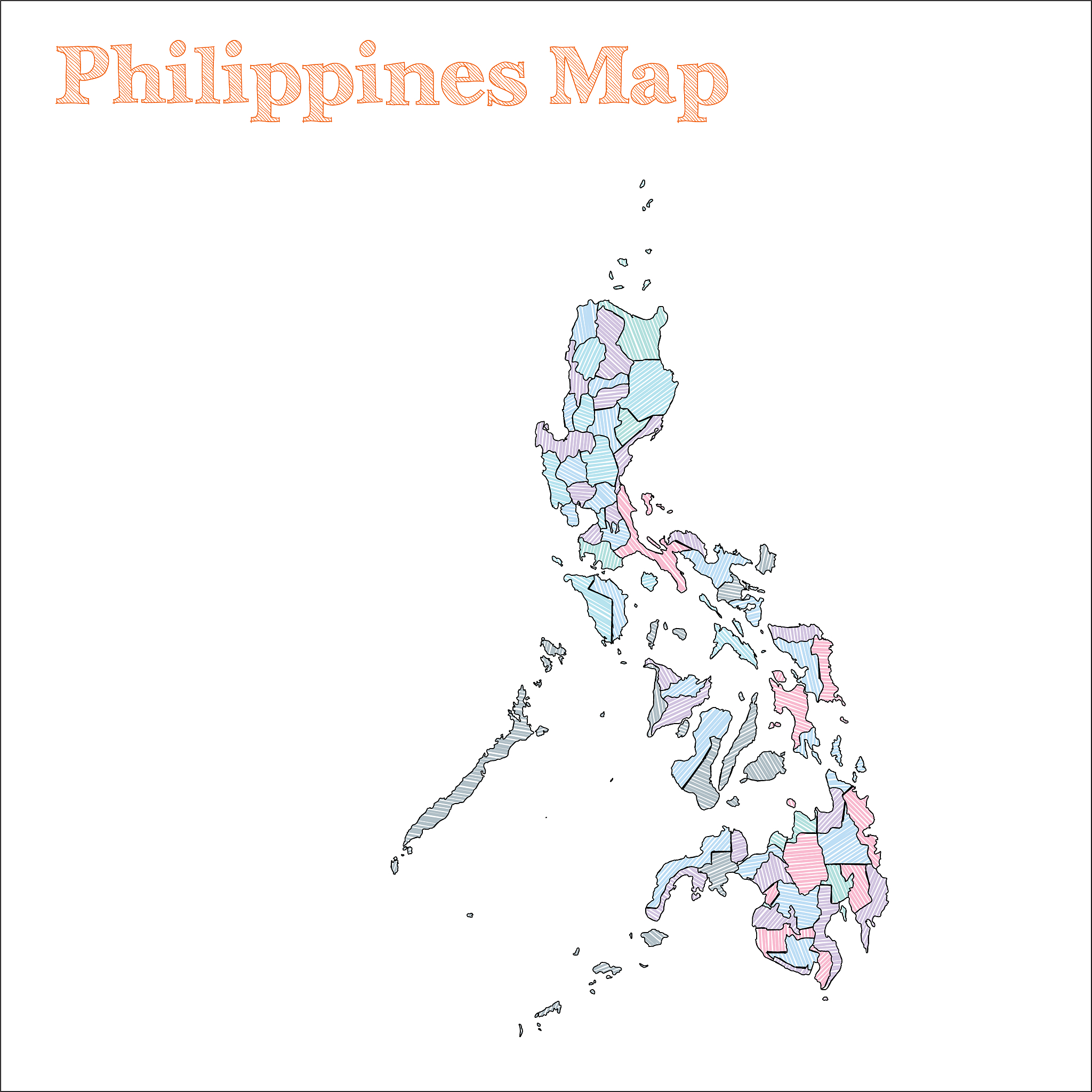 philippines hand-drawn map.