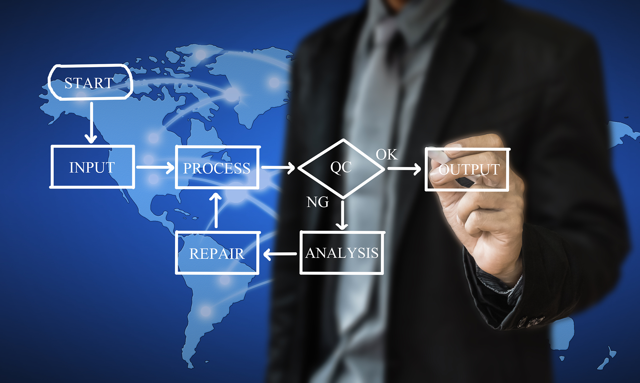 digital composite image of businessman with strategy