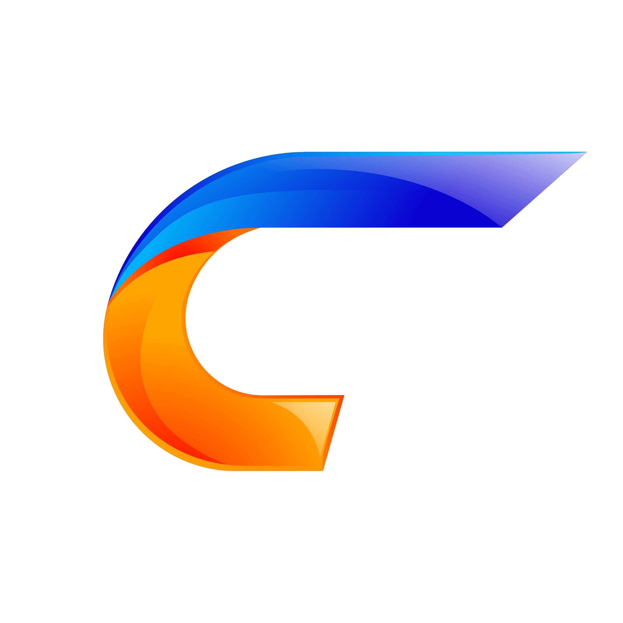 c letter blue and orange logo design fast speed