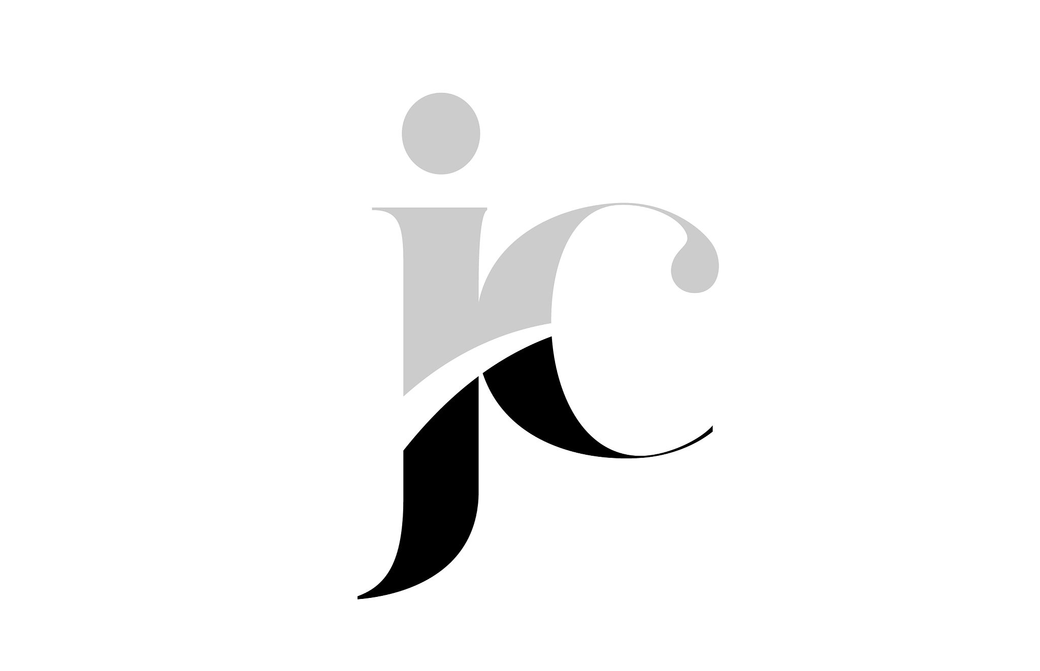 alphabet letter jc j c black and white logo icon