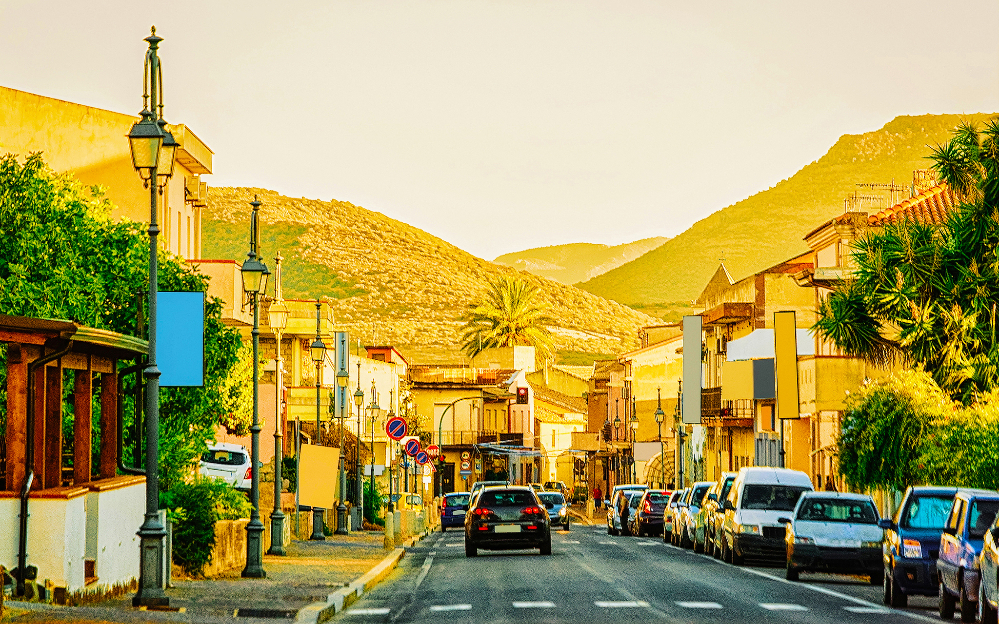 street at road giba town carbonia iglesias sardinia