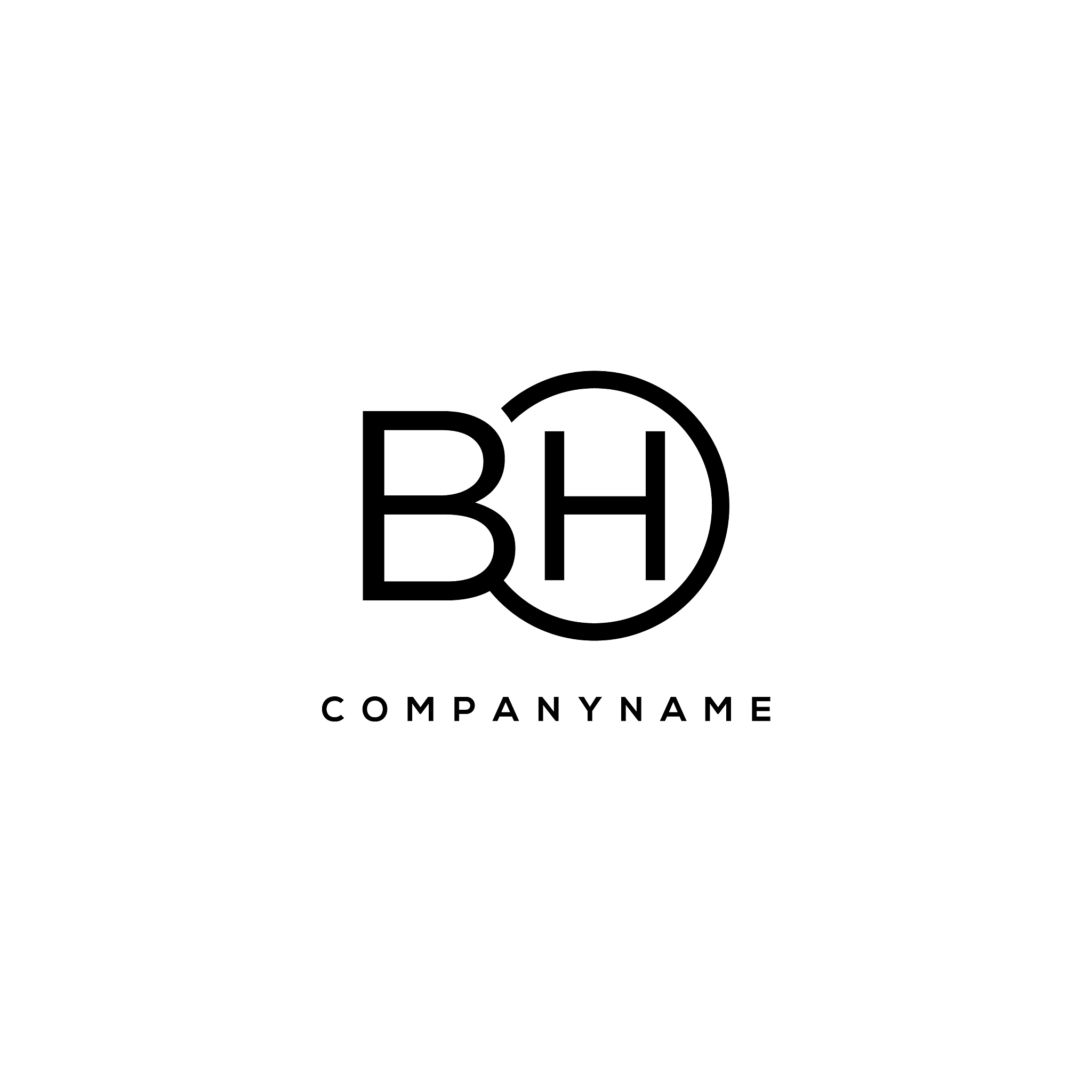 initial bh letter logo with circle template