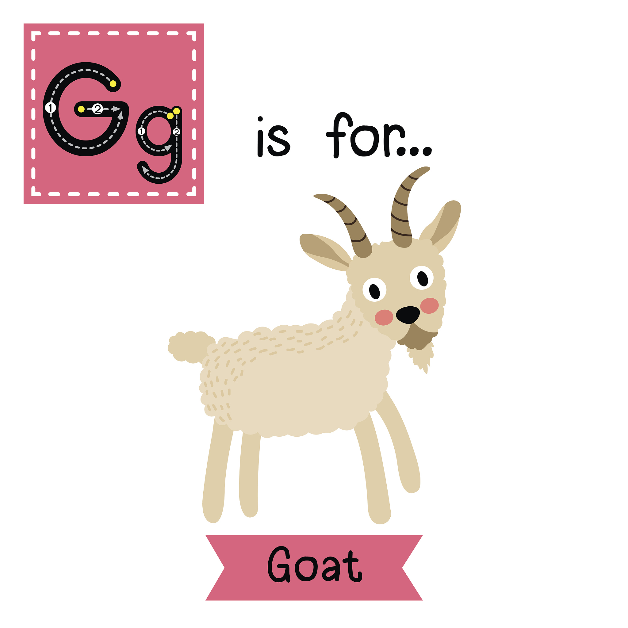 痕迹,山羊,英文字母<strong>g</strong>,记忆卡,字母表次序,儿童教育,动物,儿童,羚羊