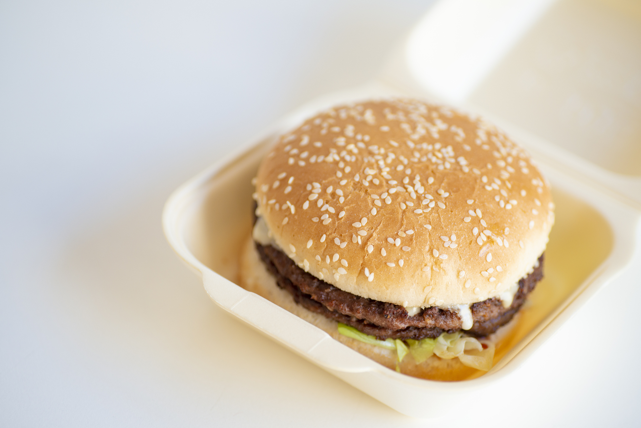 close-up of burger in plate