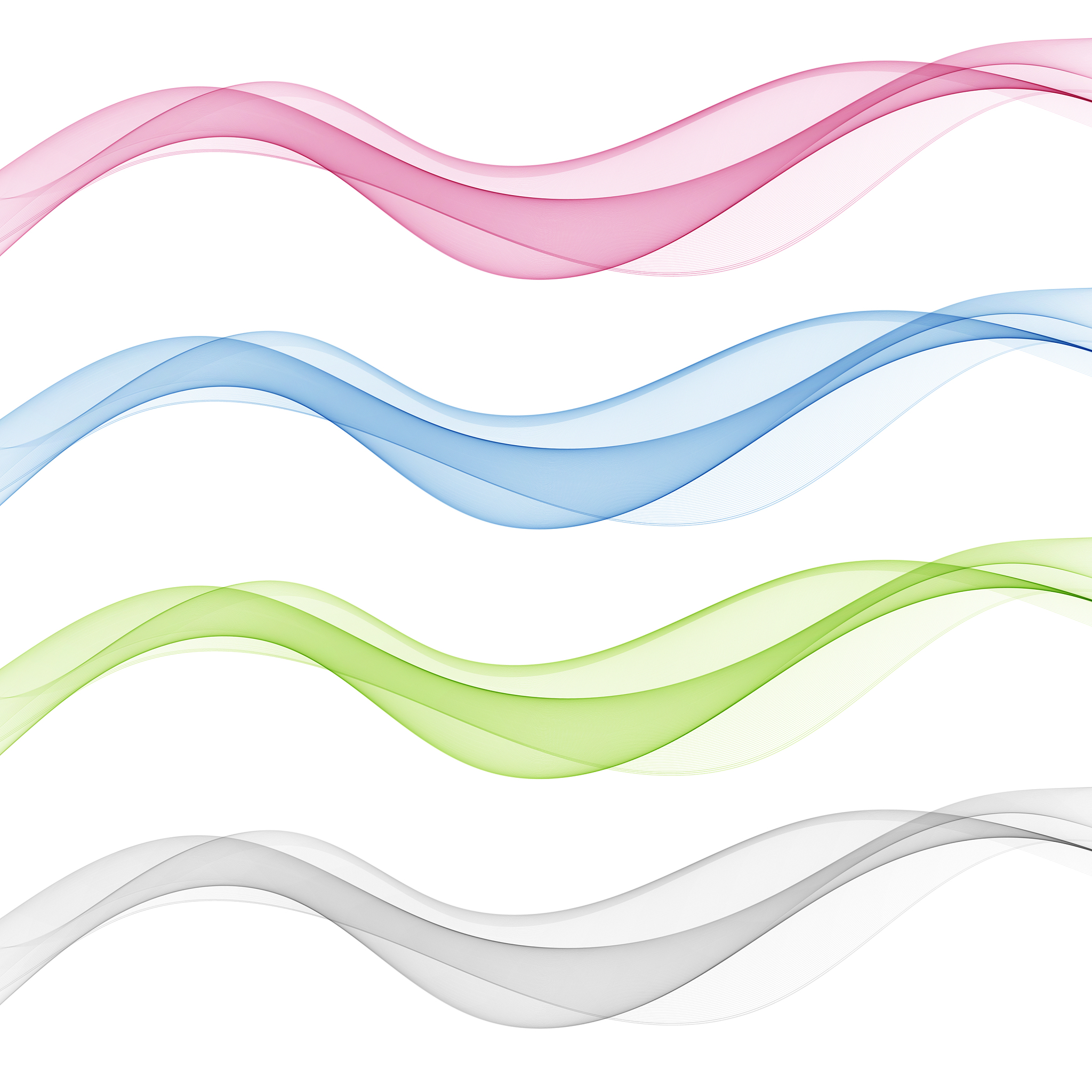 abstract smooth color wave set on white