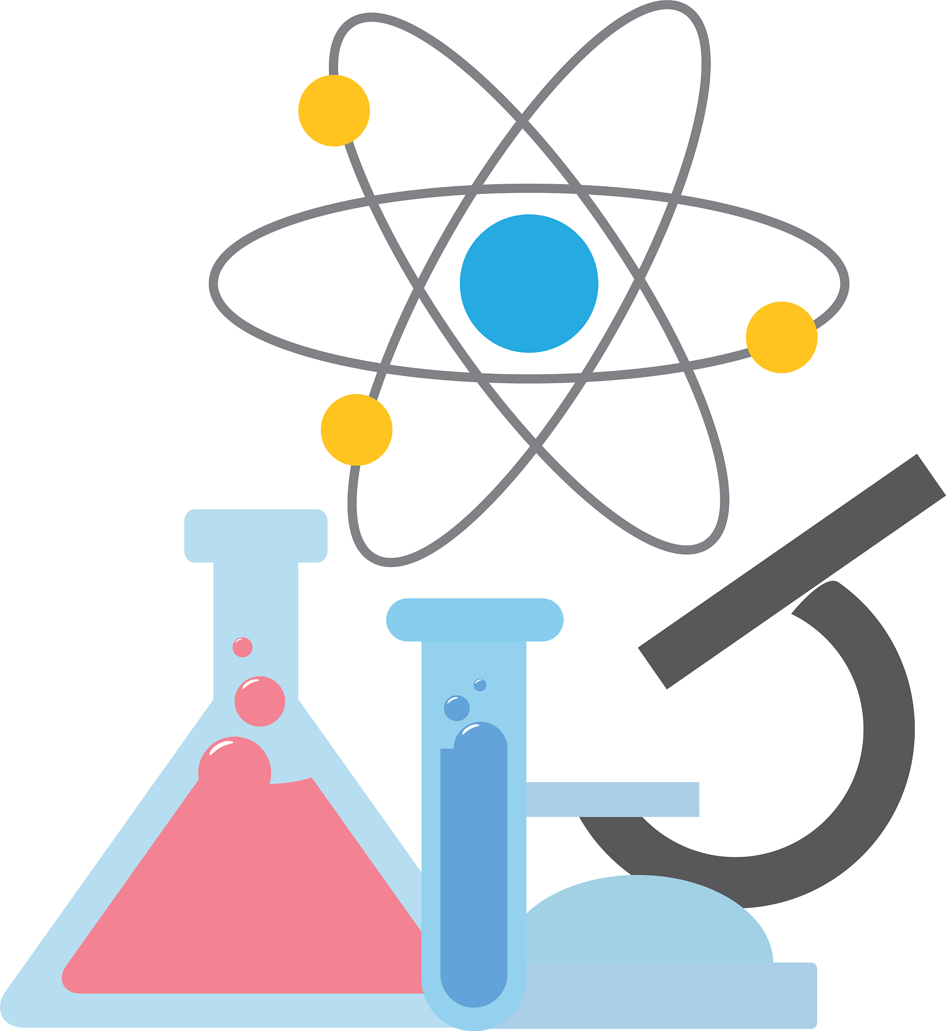 microscope test tubes and atom