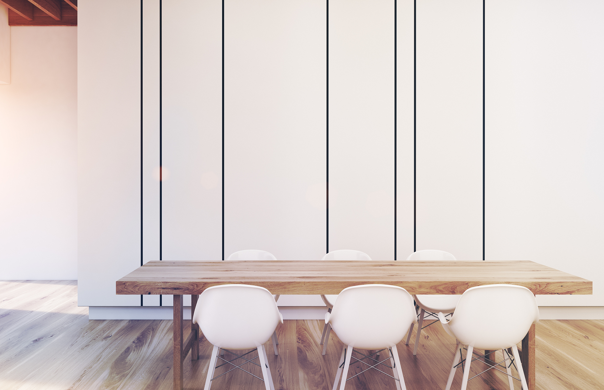 white kitchen with a table, toned