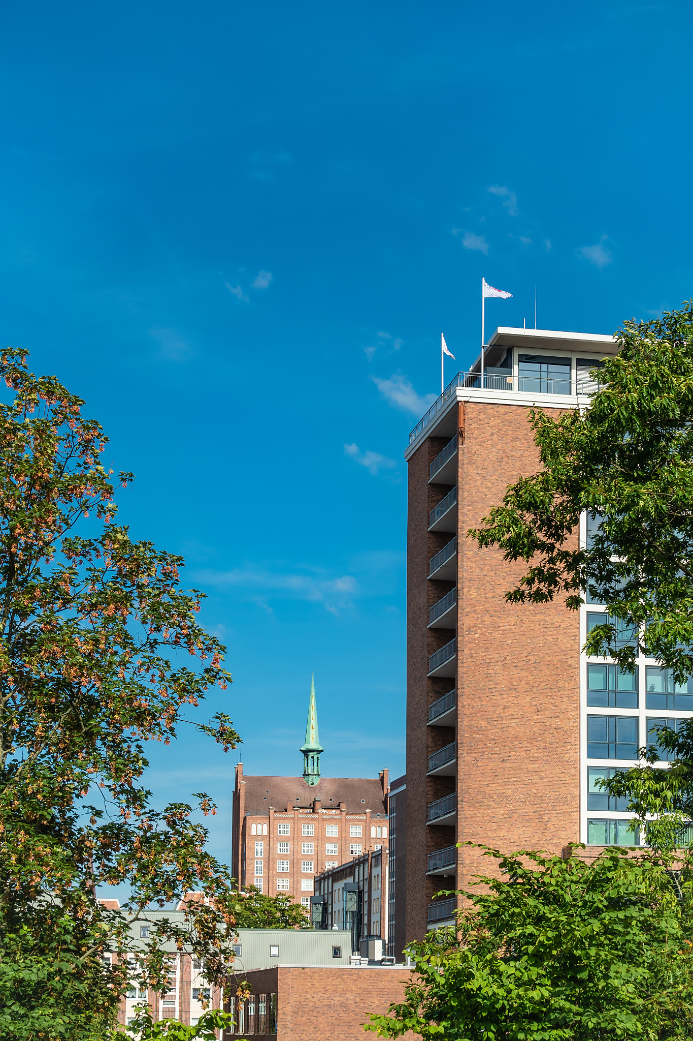buildings with blue sky in the city rostock, germany