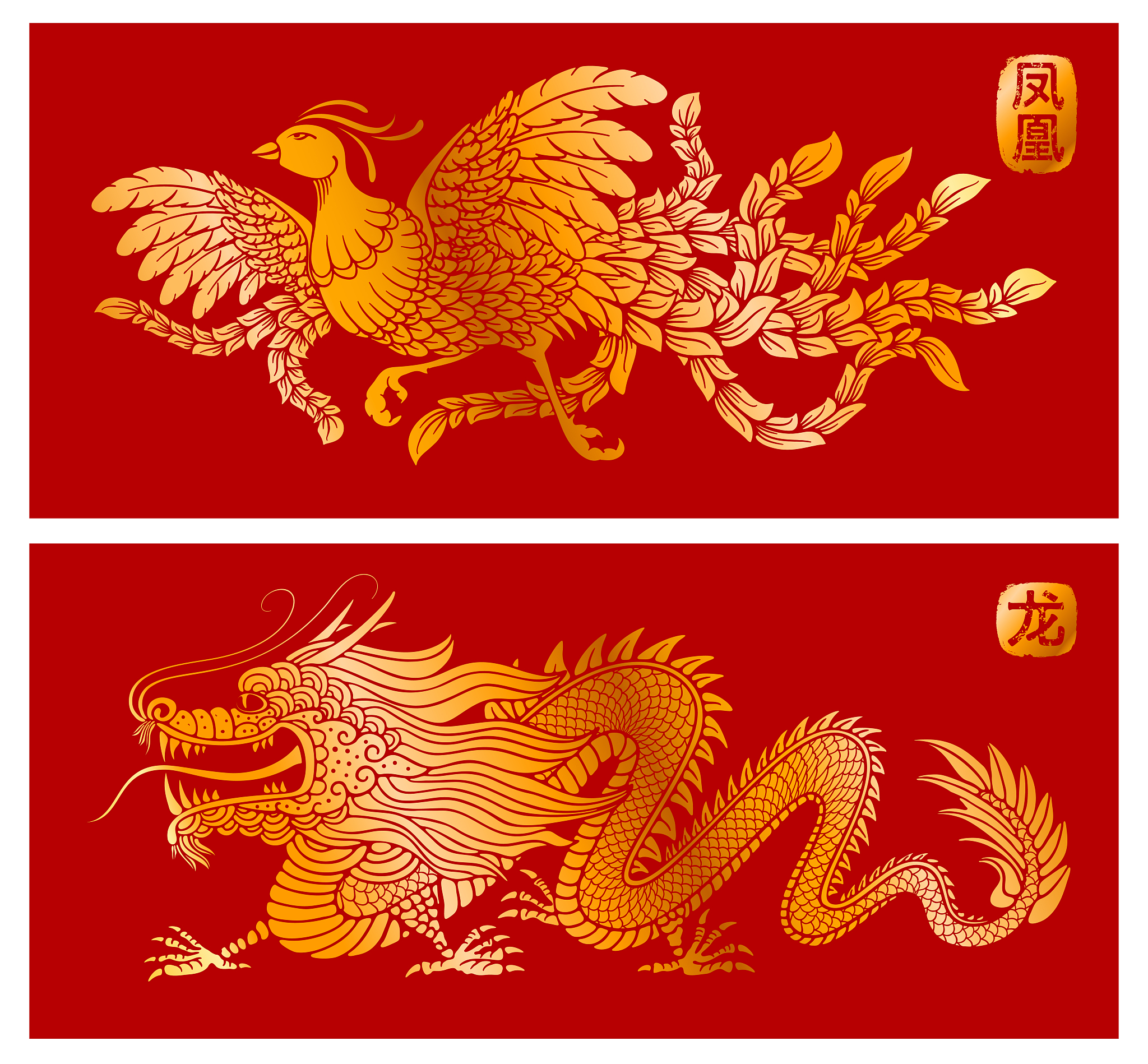 龙凤麒麟龟图案，珍藏中华神兽，寓意吉祥！