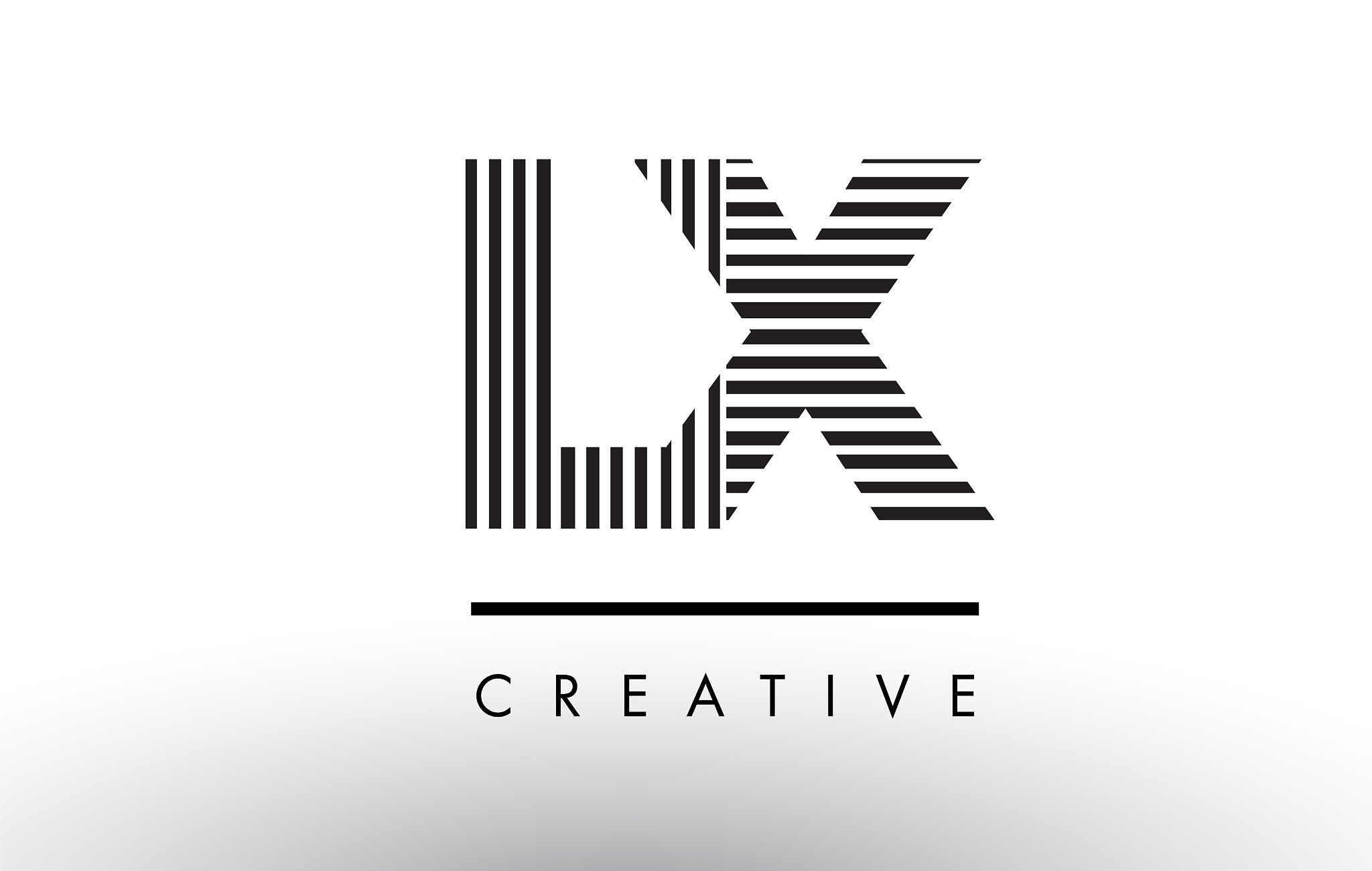 lx l x black and white lines letter logo design