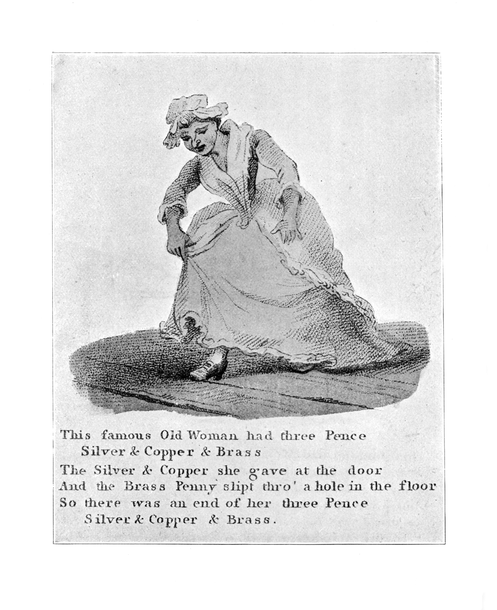 georgian woodcut woman and ditty taken from forgotten children's
