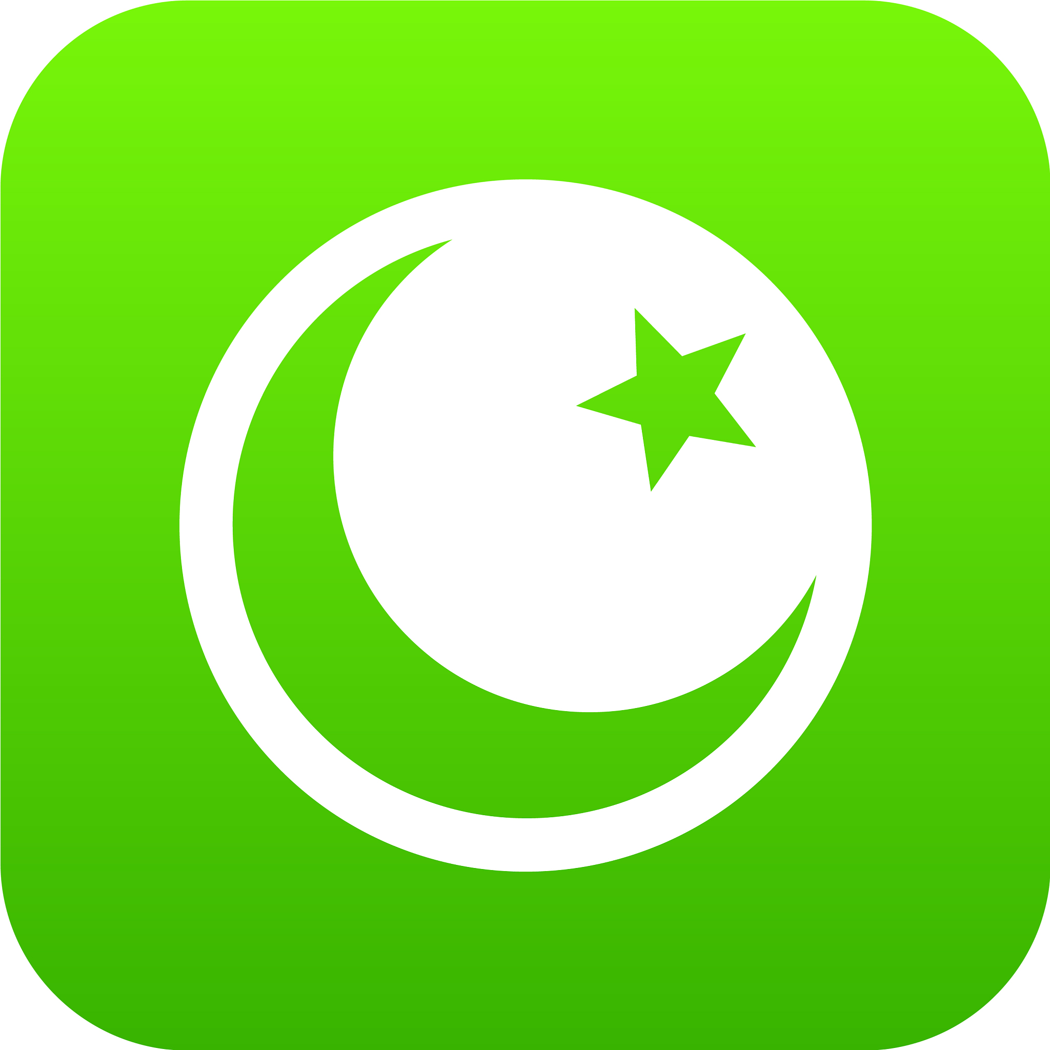 crescent and star icon digital green