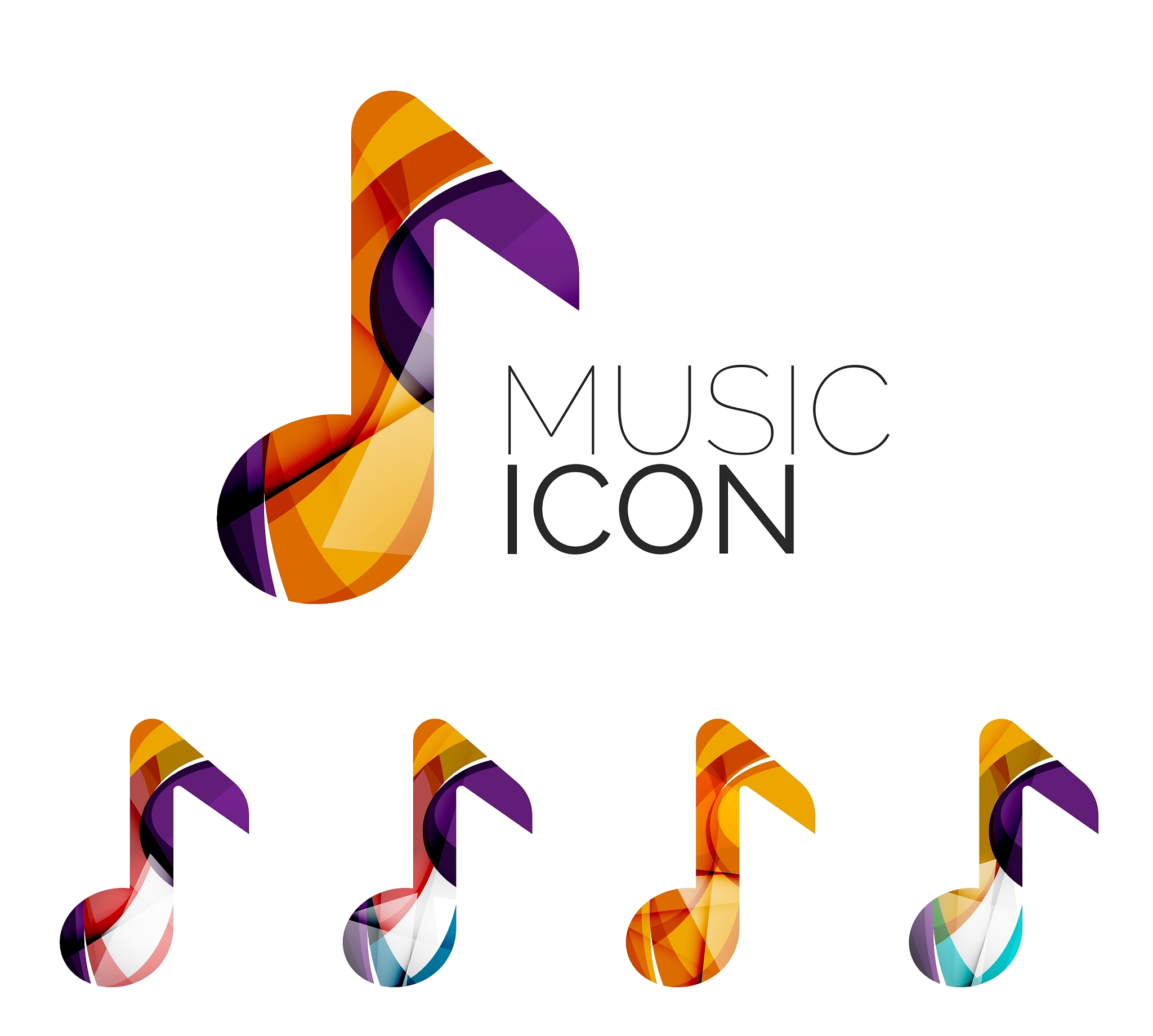 set of abstract music note icon business logotype