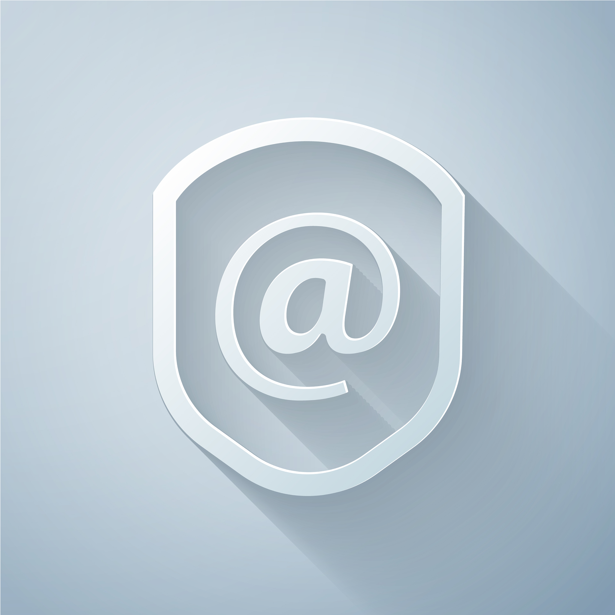paper cut shield with mail and e-mail icon