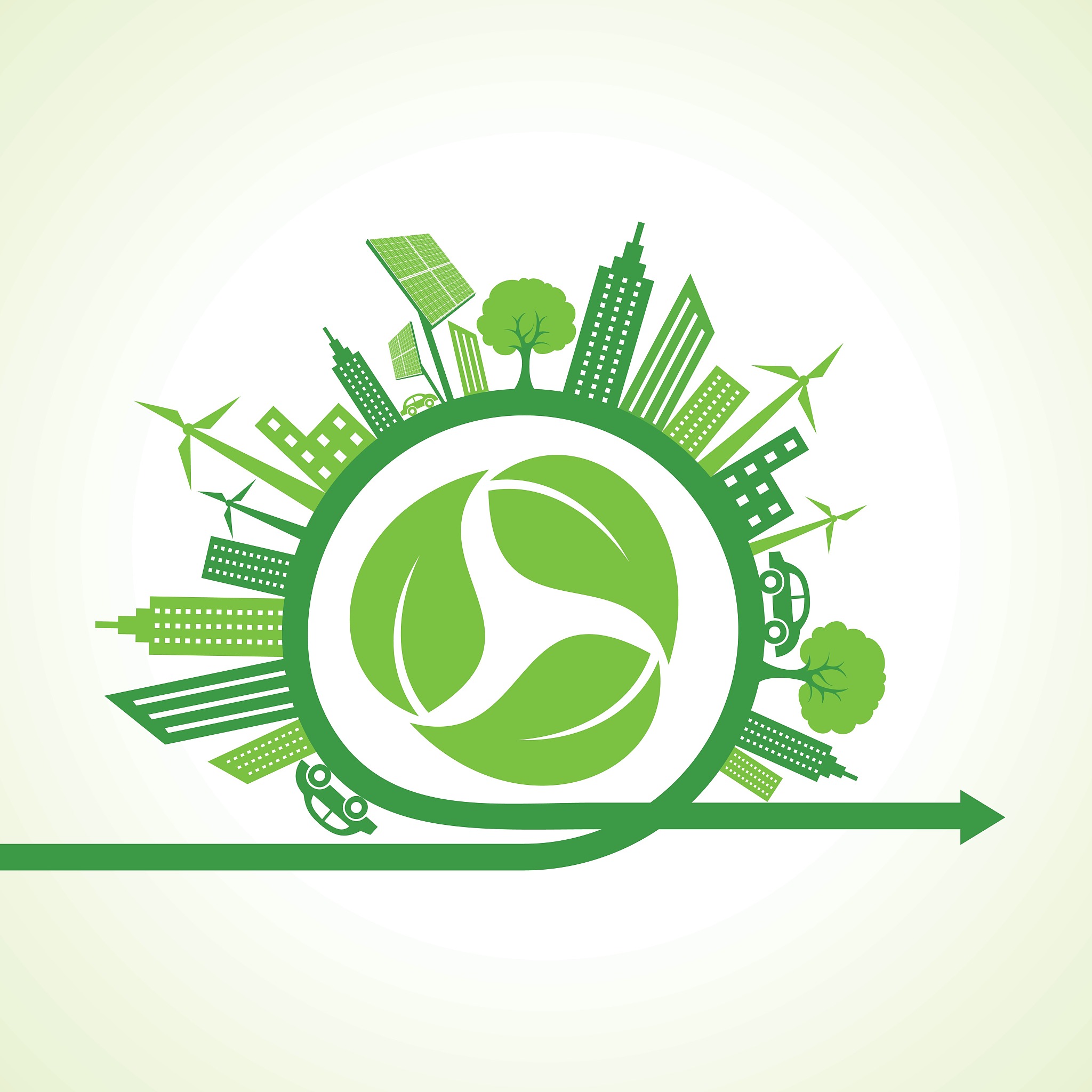 eco city concept with recycle icon of leaf stock vector