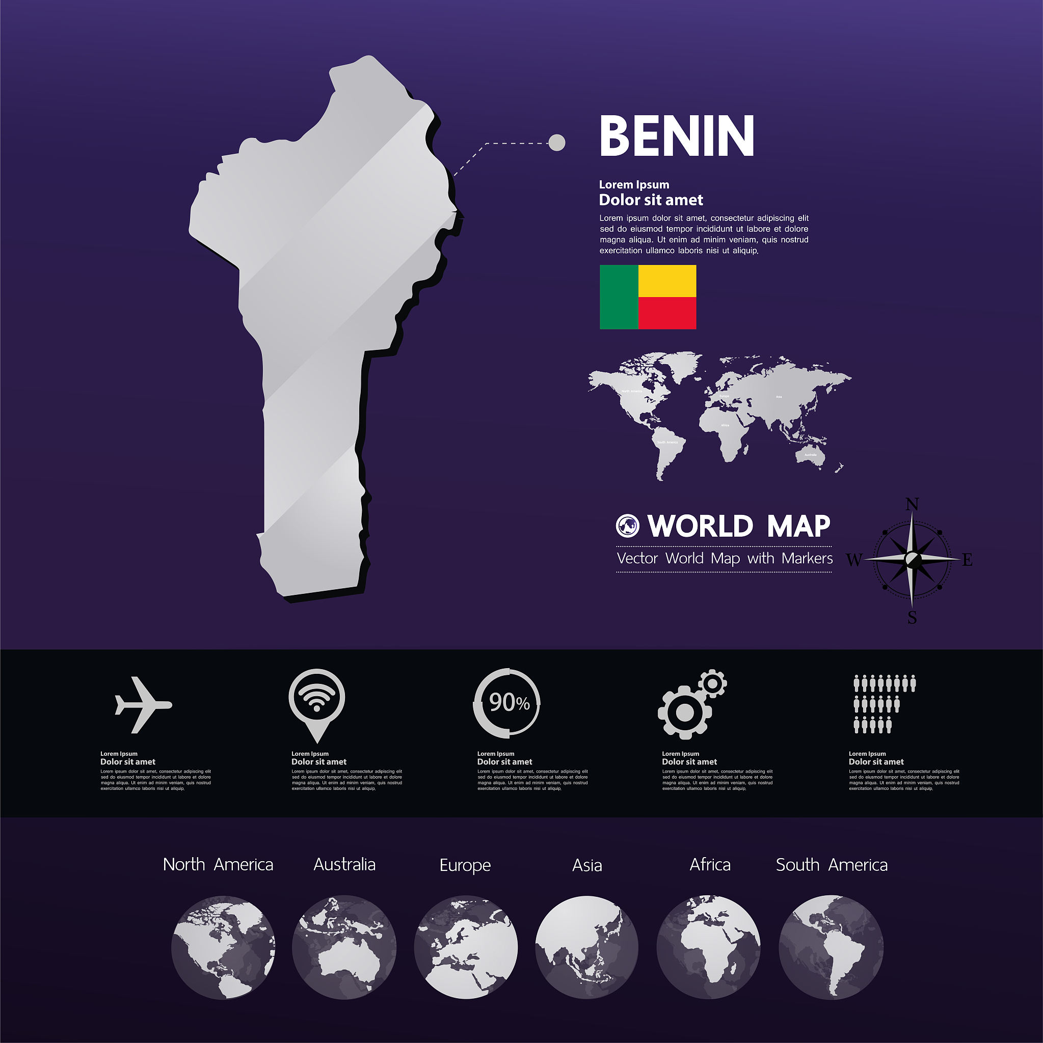 benin  map graphic element vector illustration.