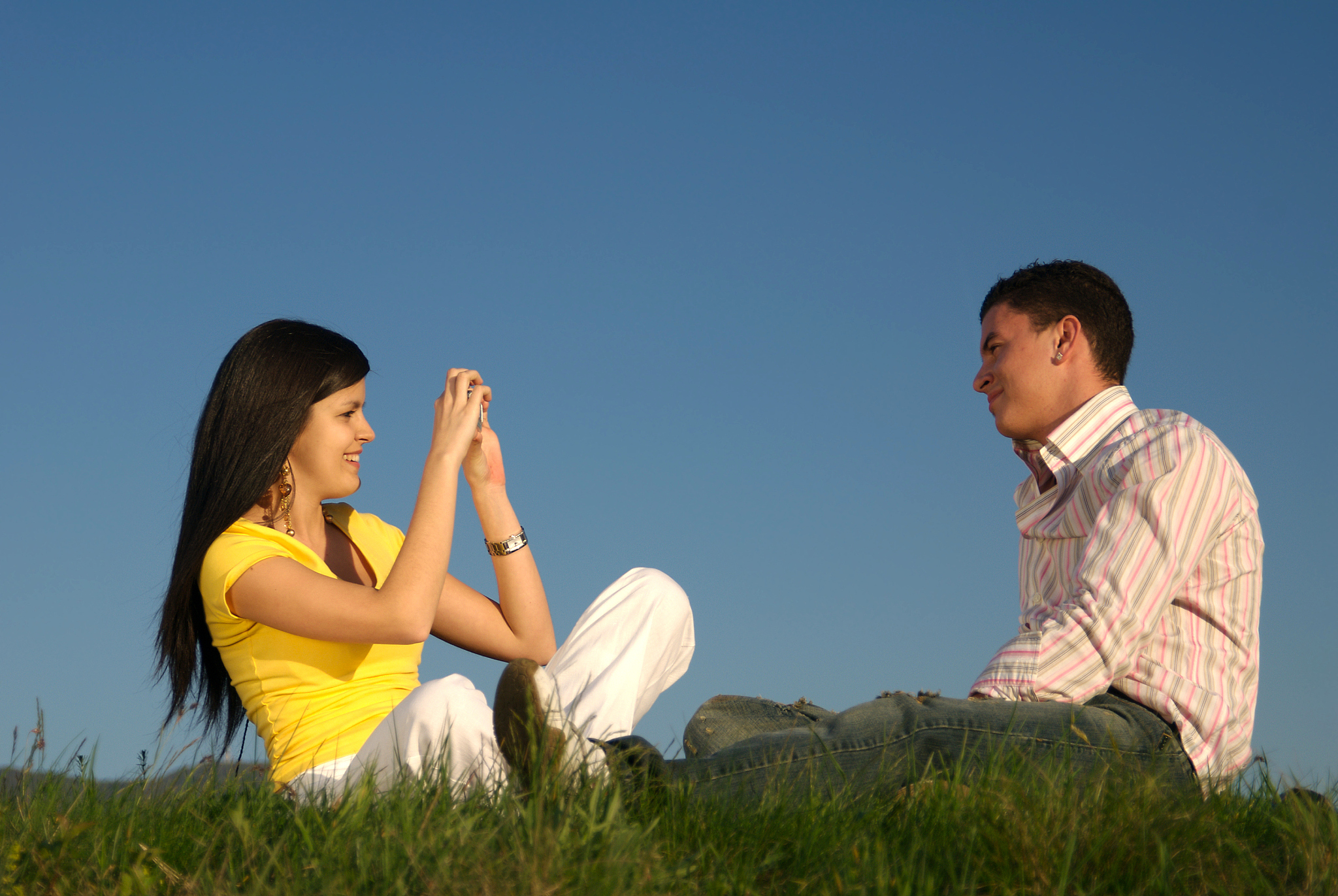 casual couple taking a photo