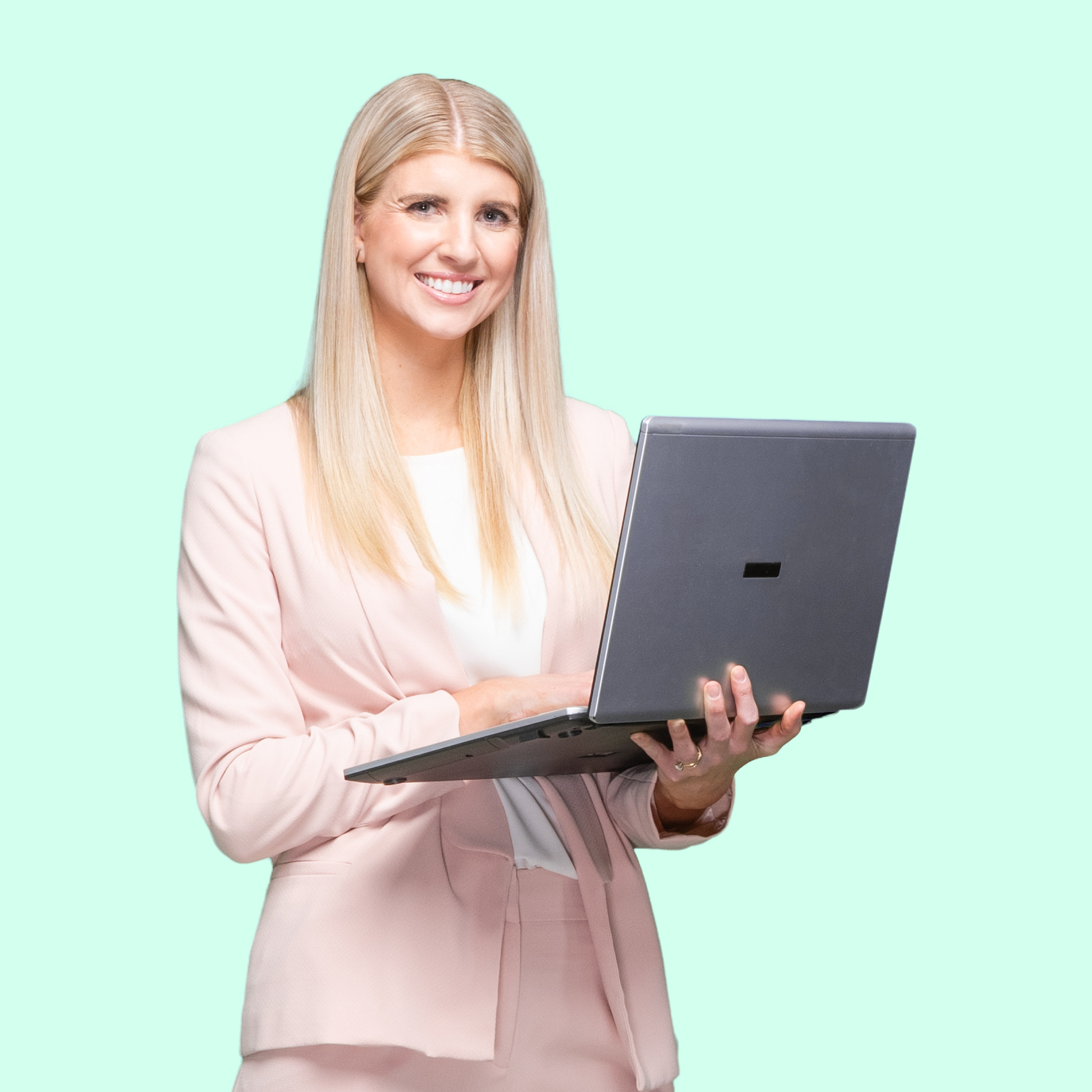 caucasian young women businesswoman standing wearing businesswea