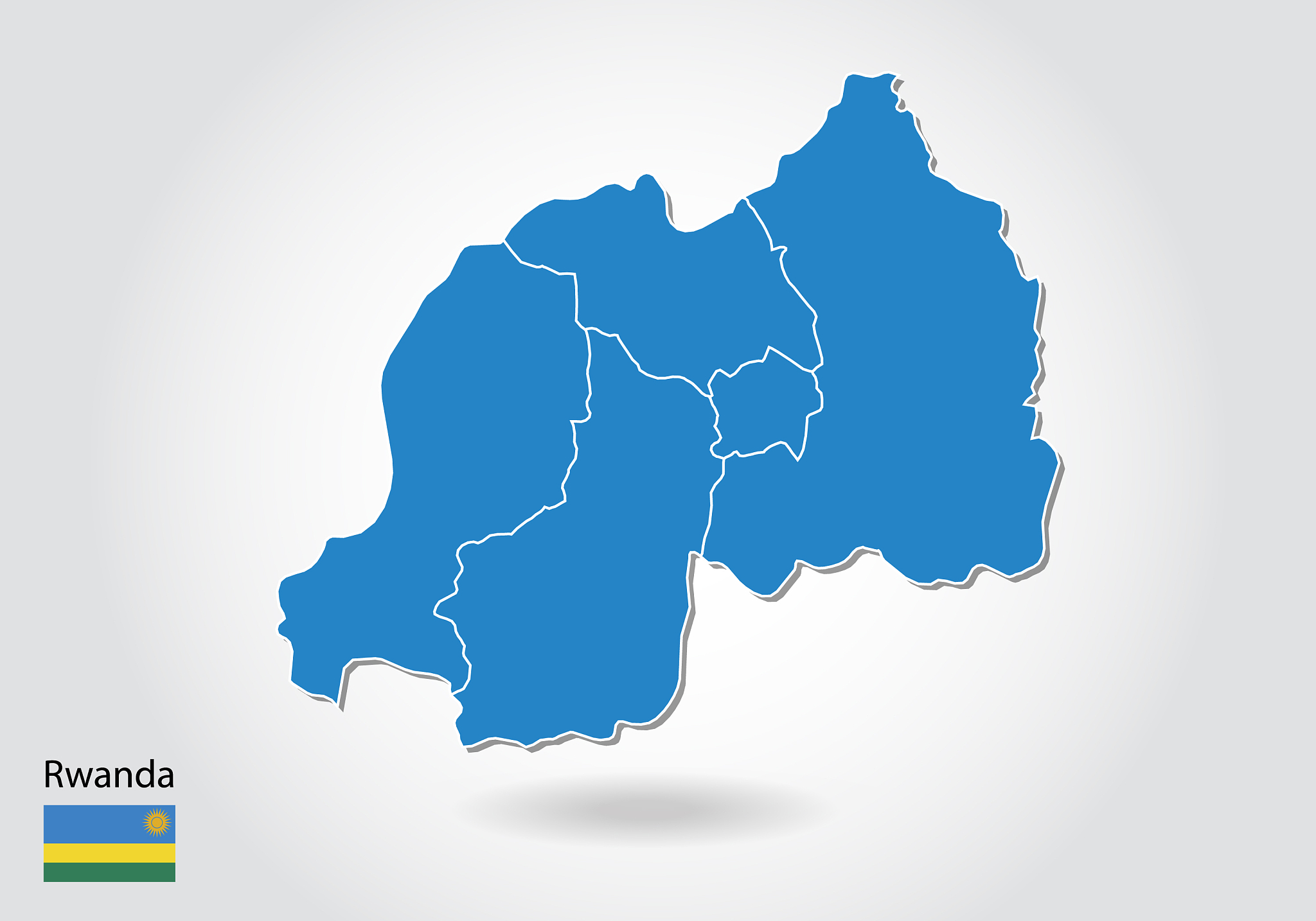 rwanda map design with 3d style blue rwanda map