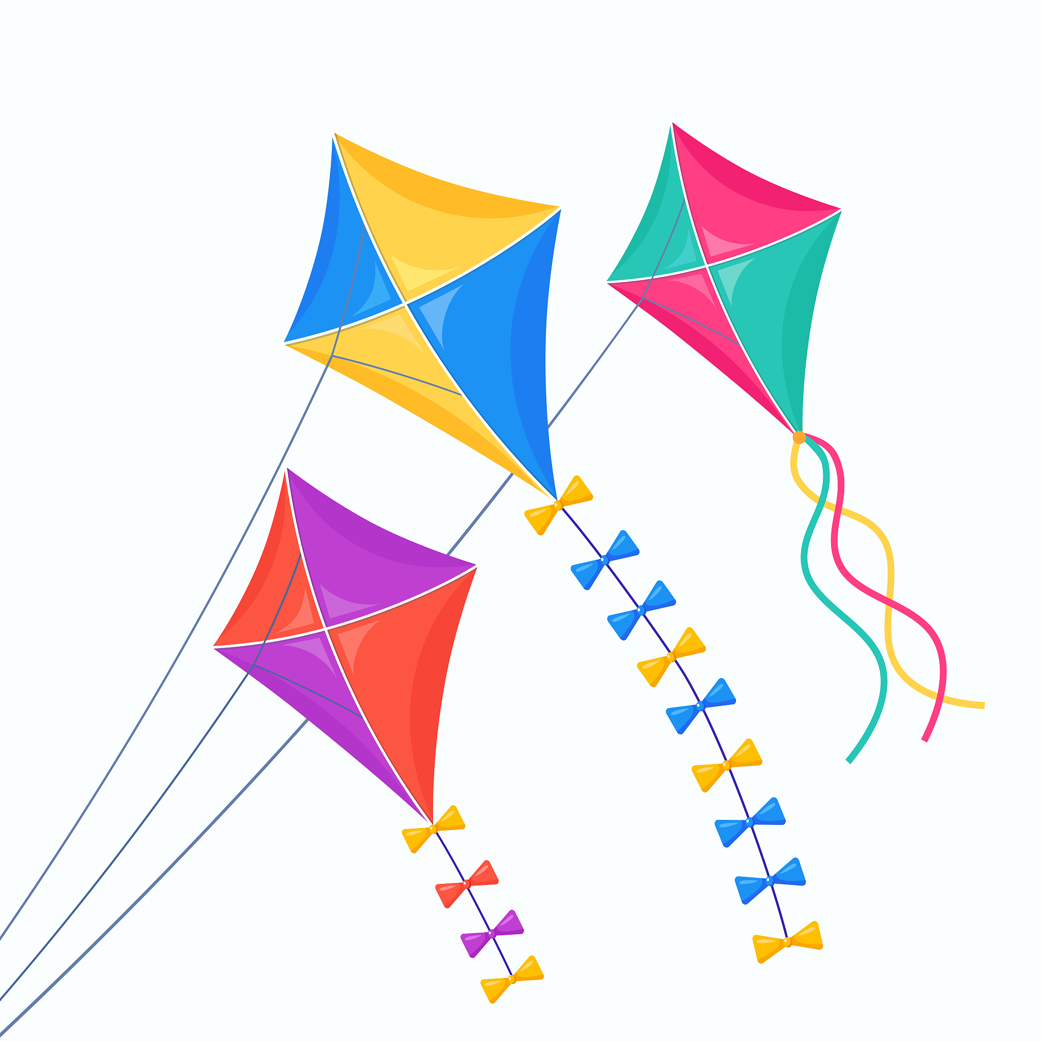 colorful kite fly in sky isolated on white background. summer, s