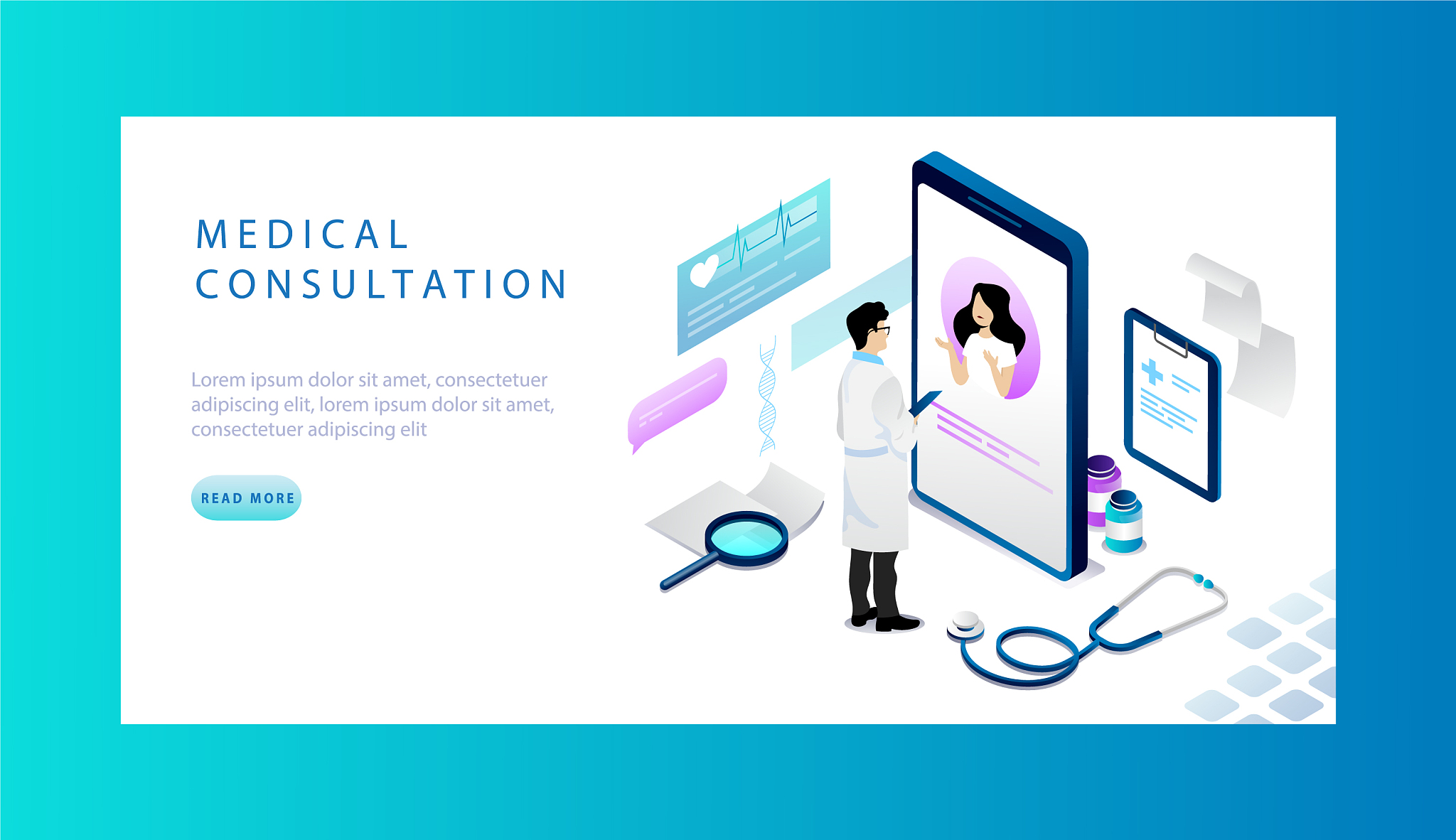 isometric concept of online medical consultation