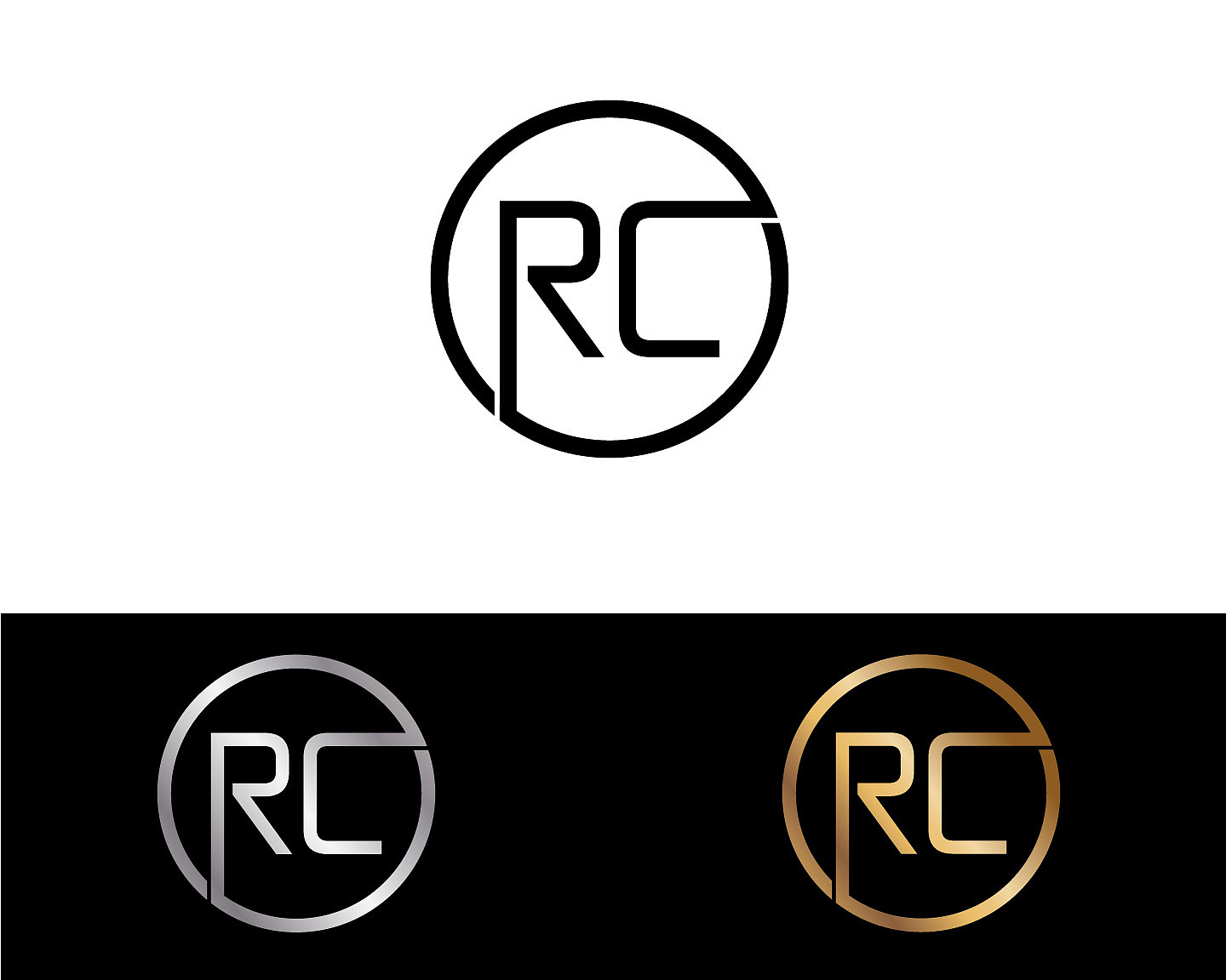 rc circle shape letter design
