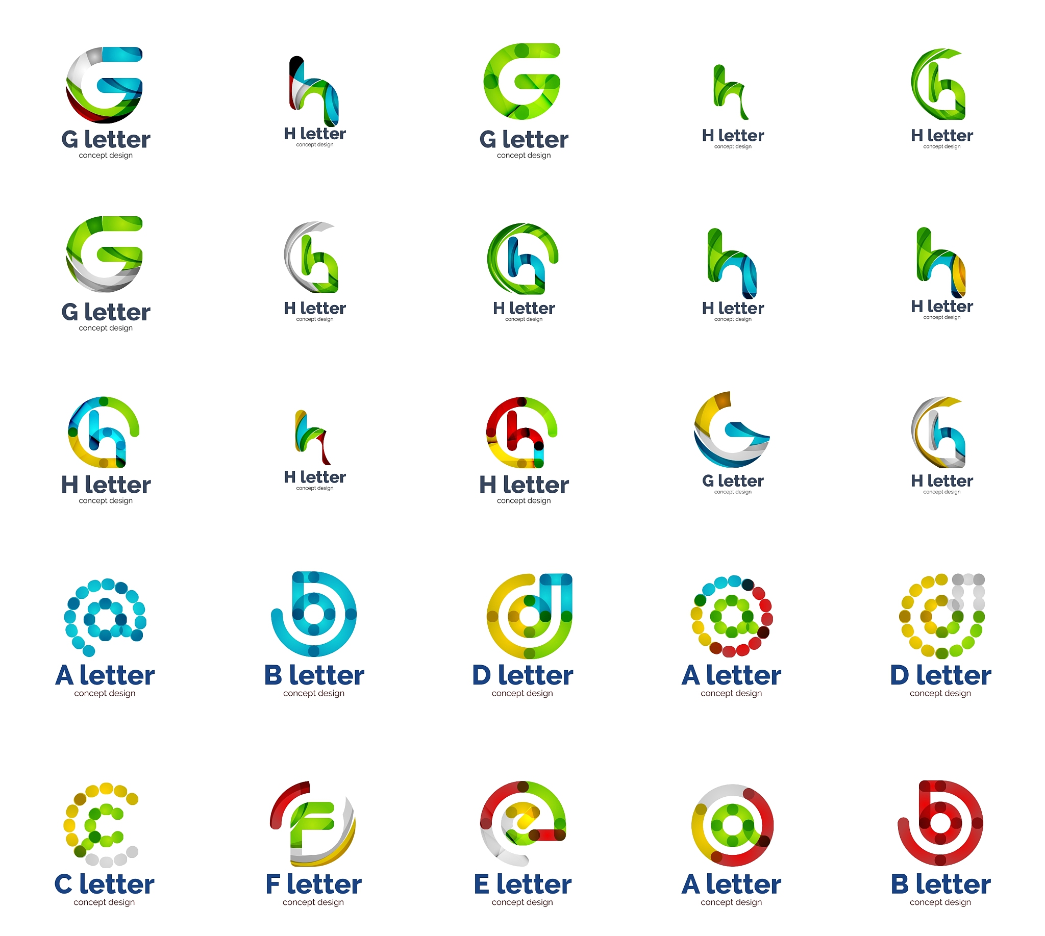 set of abstract letter business logo icons