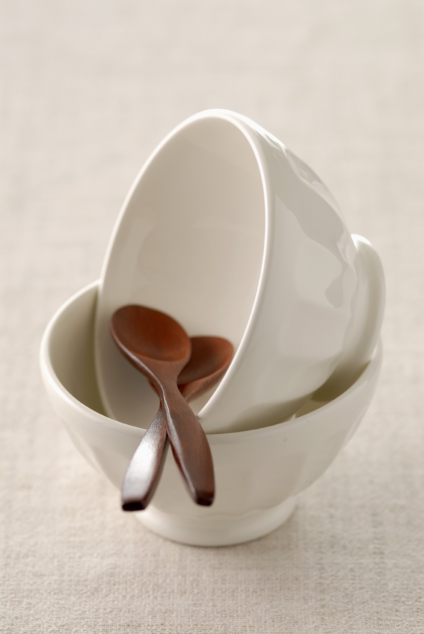 china bowls and wooden spoons