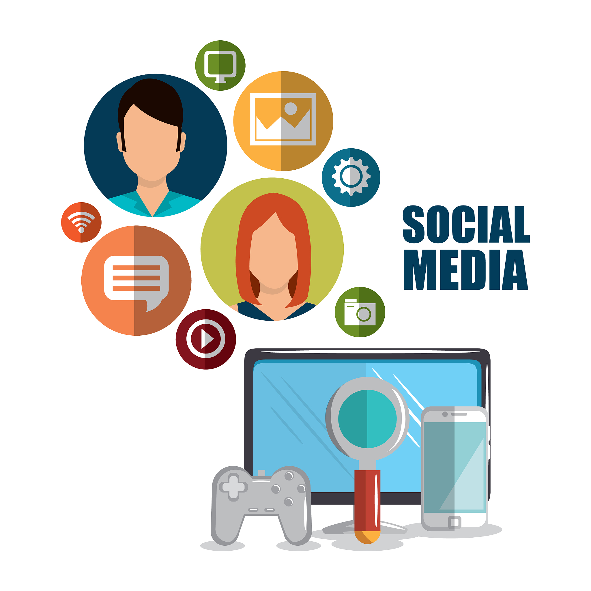 couple with social media icons