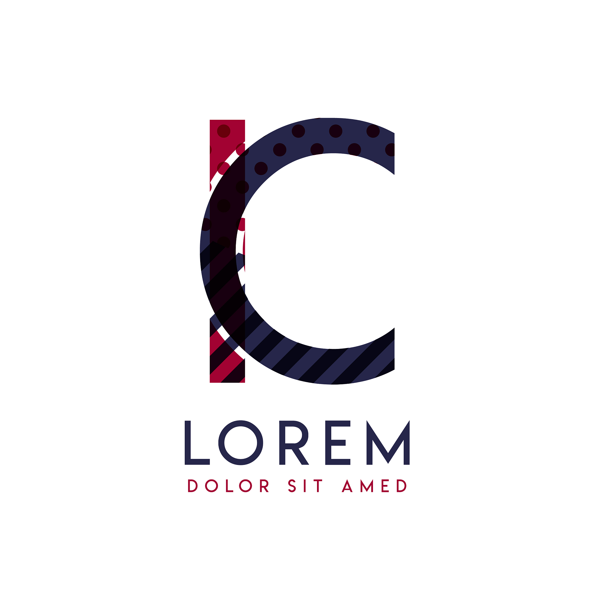 ic simple logo design with blue and maroon color