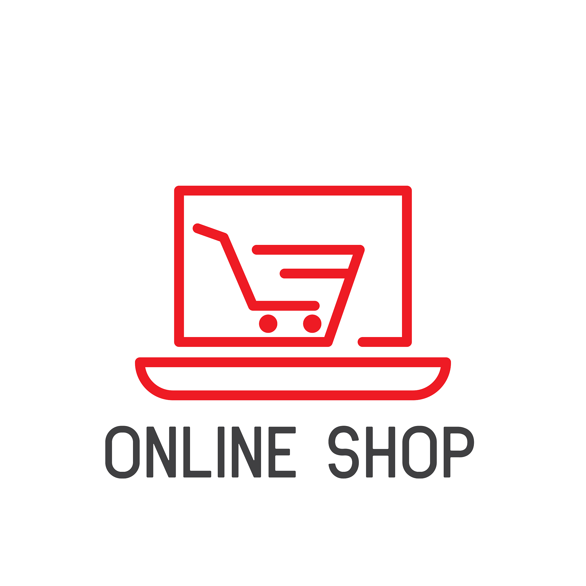 online shopping icon on white background. vector illustration