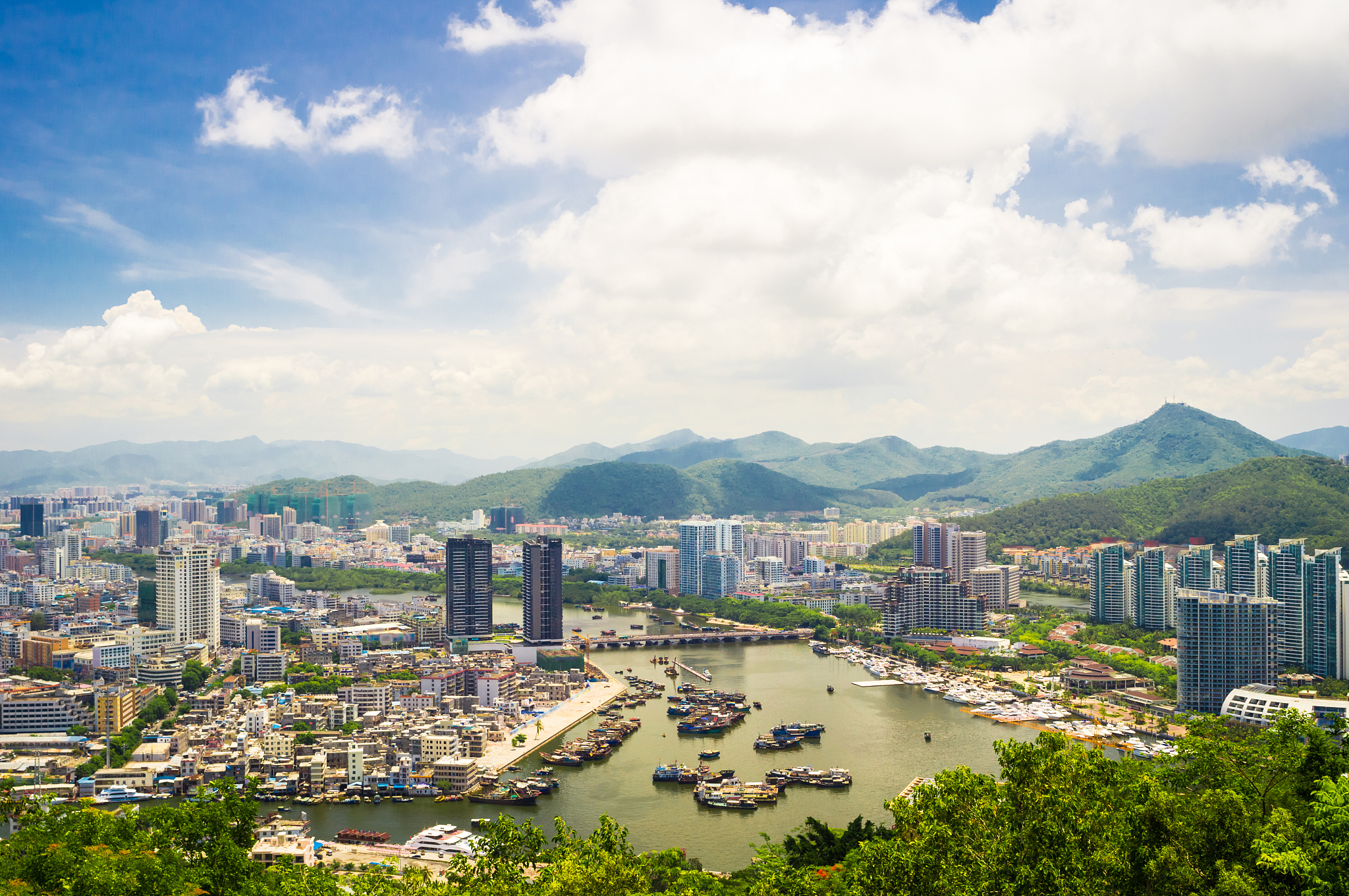 an aerial view of sanya city, hainan province, china